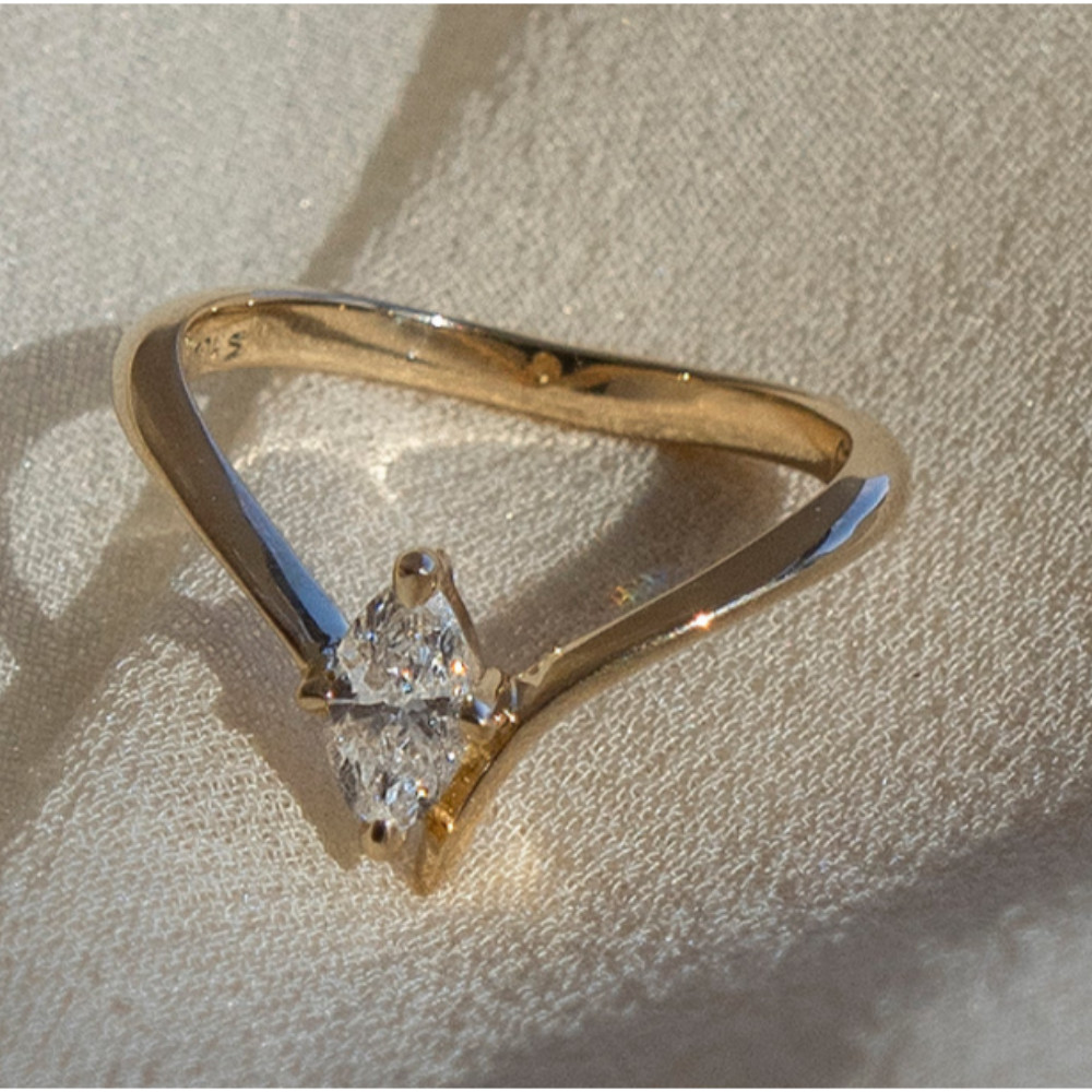 Marquise Wedding Ring 1 Ct IGI GIA HRD Lab Grown Diamond 14k Yellow Gold Sizable