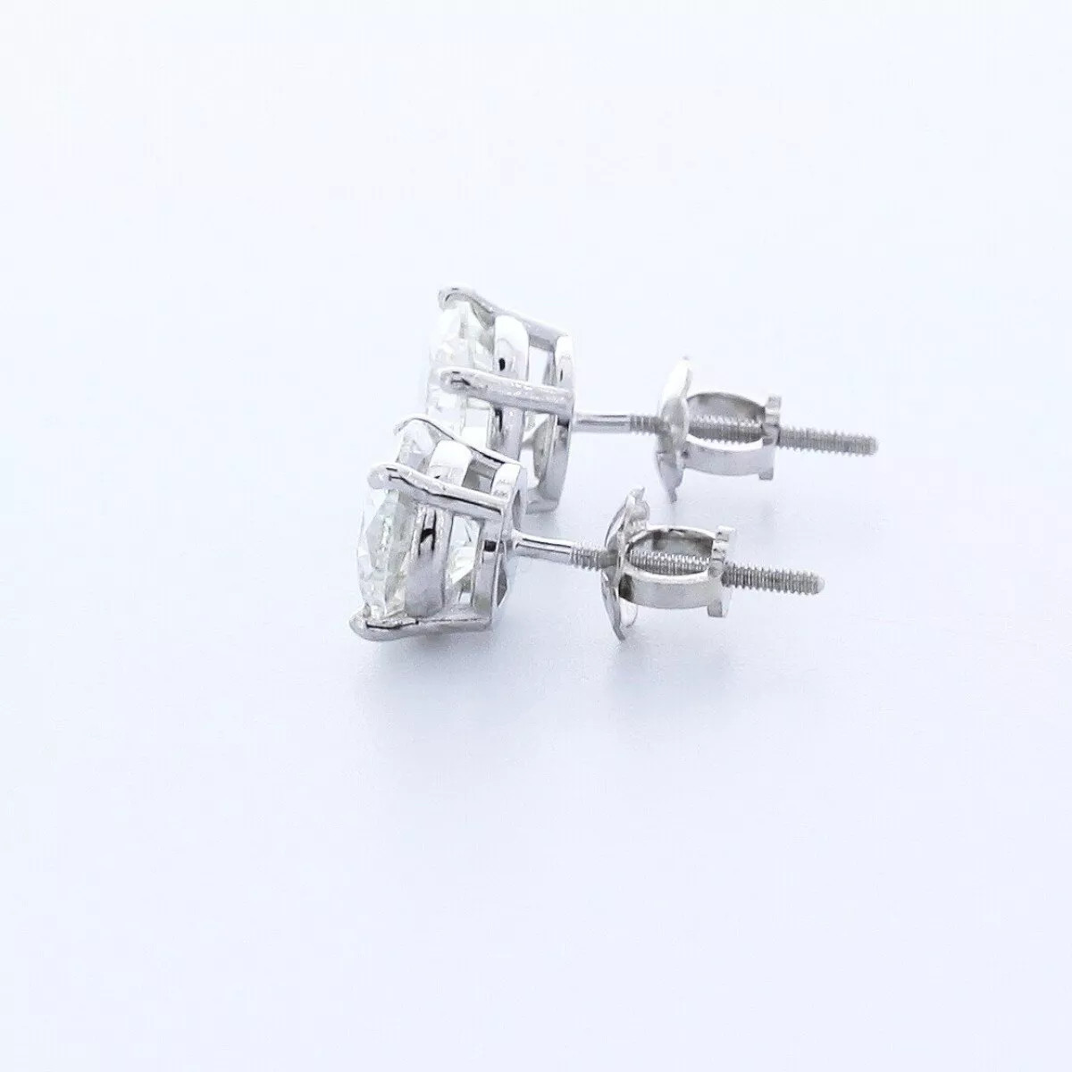 Stud Earrings Solid 14K White Gold Classic 1.63 CT Round Natural Diamond F VS2