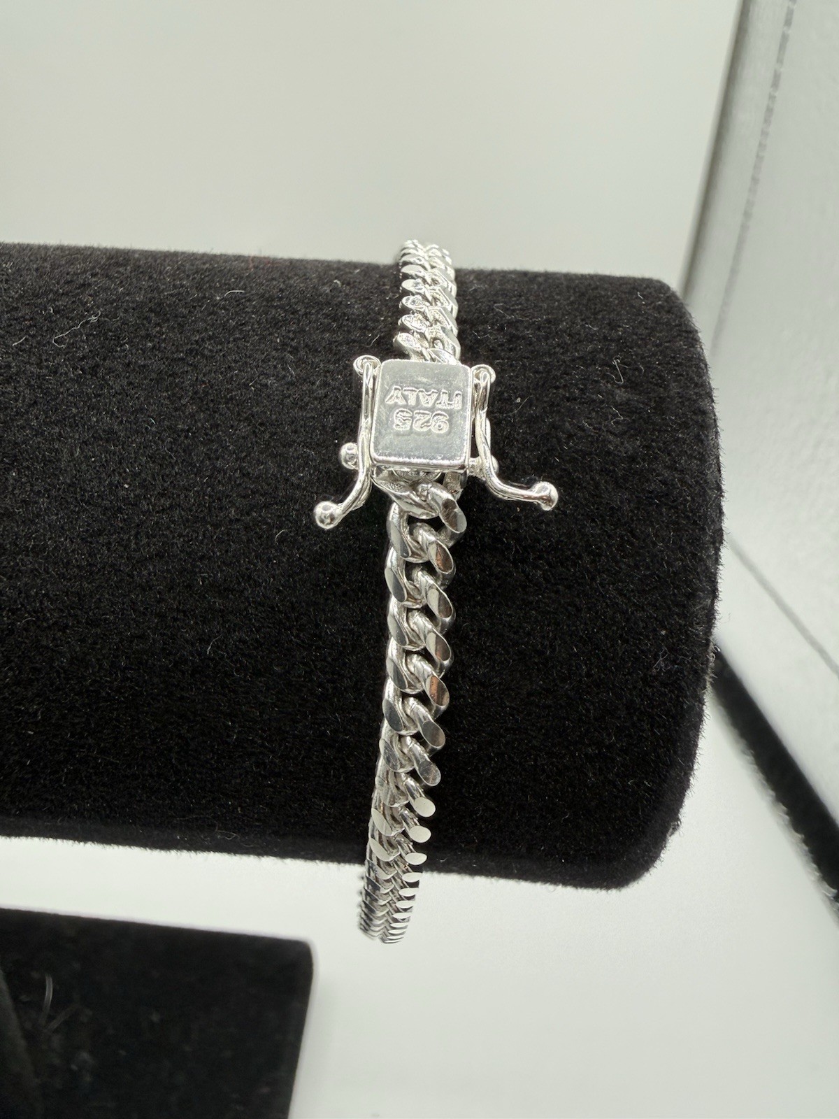 Solid Sterling Silver Italy 925 Miami Cuban Bracelet 4mm 7.5” Long