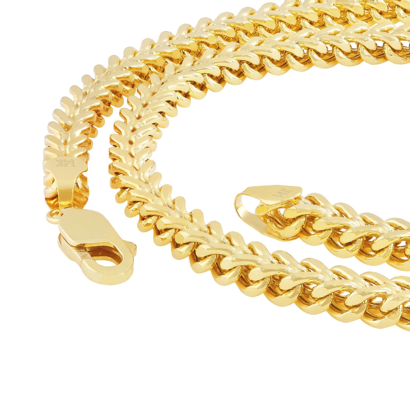 14k Yellow Gold 4mm Franco Box Bracelet Chain Mens Womens 7″ 7.5″ 8″ 8.5″ 9″