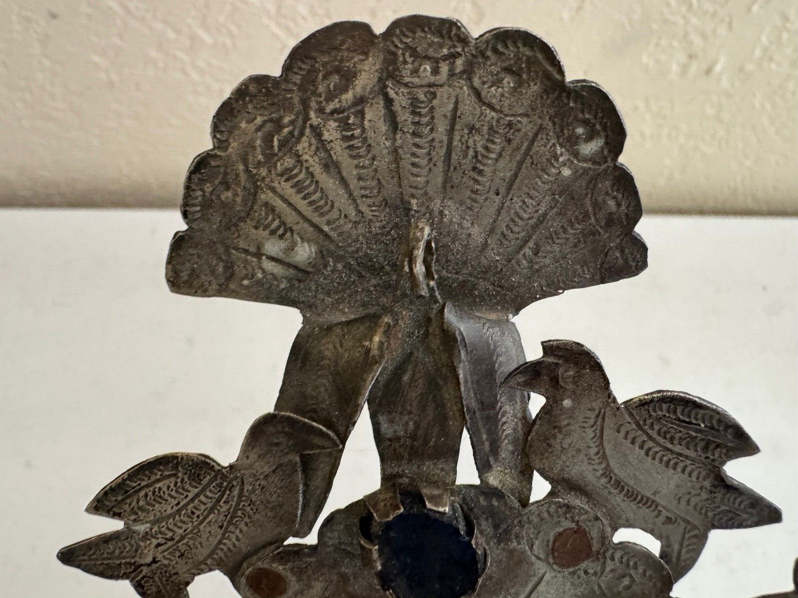 Antique Spanish Colonial Peruvian Large Tupu Shawl Pin Birds & Articulated Fish