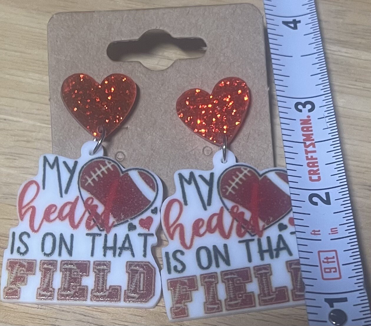 MY HEART IS ON THAT FIELD FOOTBALL ACRYLIC FOOTBALL EARRINGS C1109