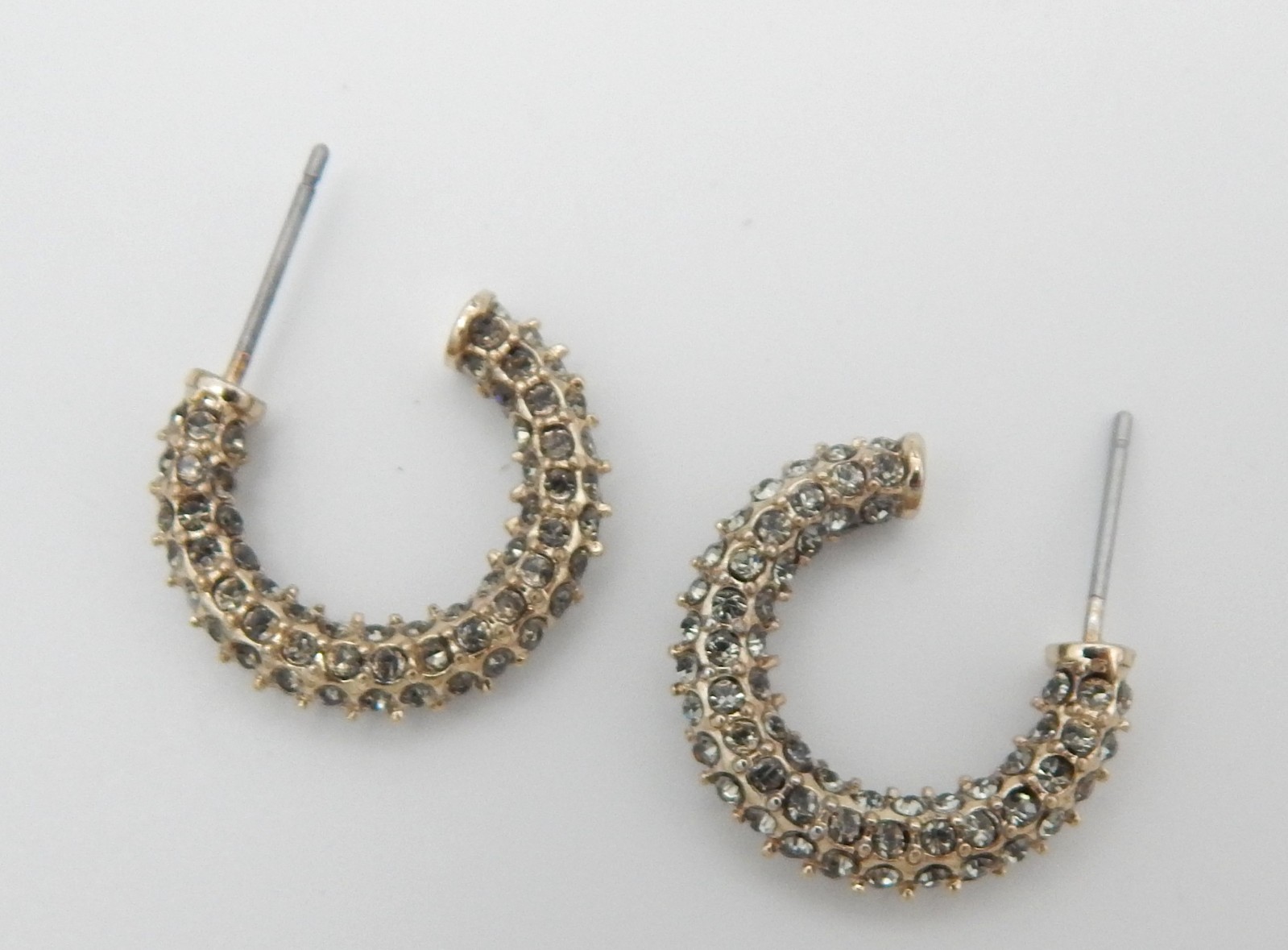 12K Gold Plated Crystal Paved Hoop Earrings