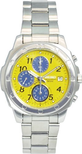 SEIKO SND409 Men’s Watch Chronograph Overseas Model Yellow Navy