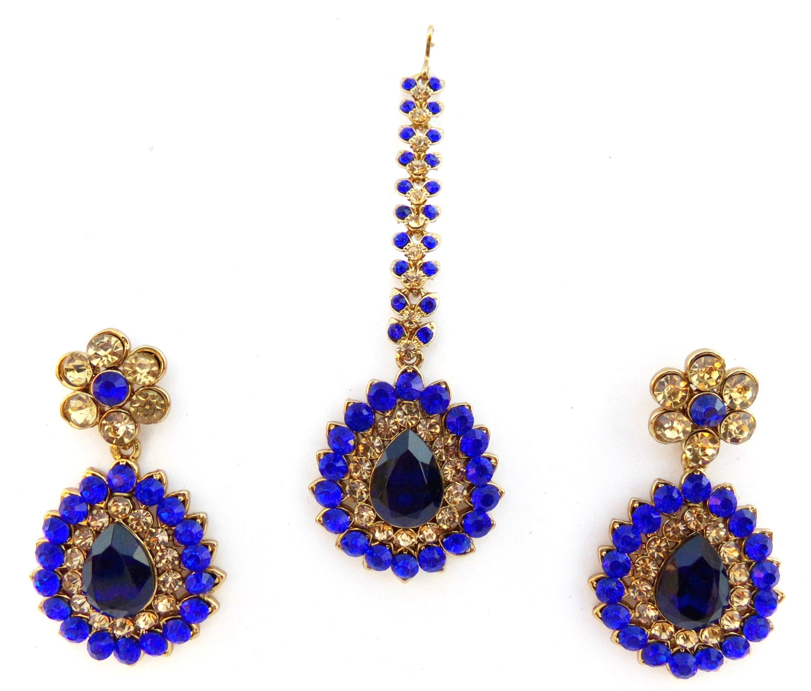 Indian Bollywood Women Tikka Earrings Traditional Set Ethnic Gold Plated Jewelry