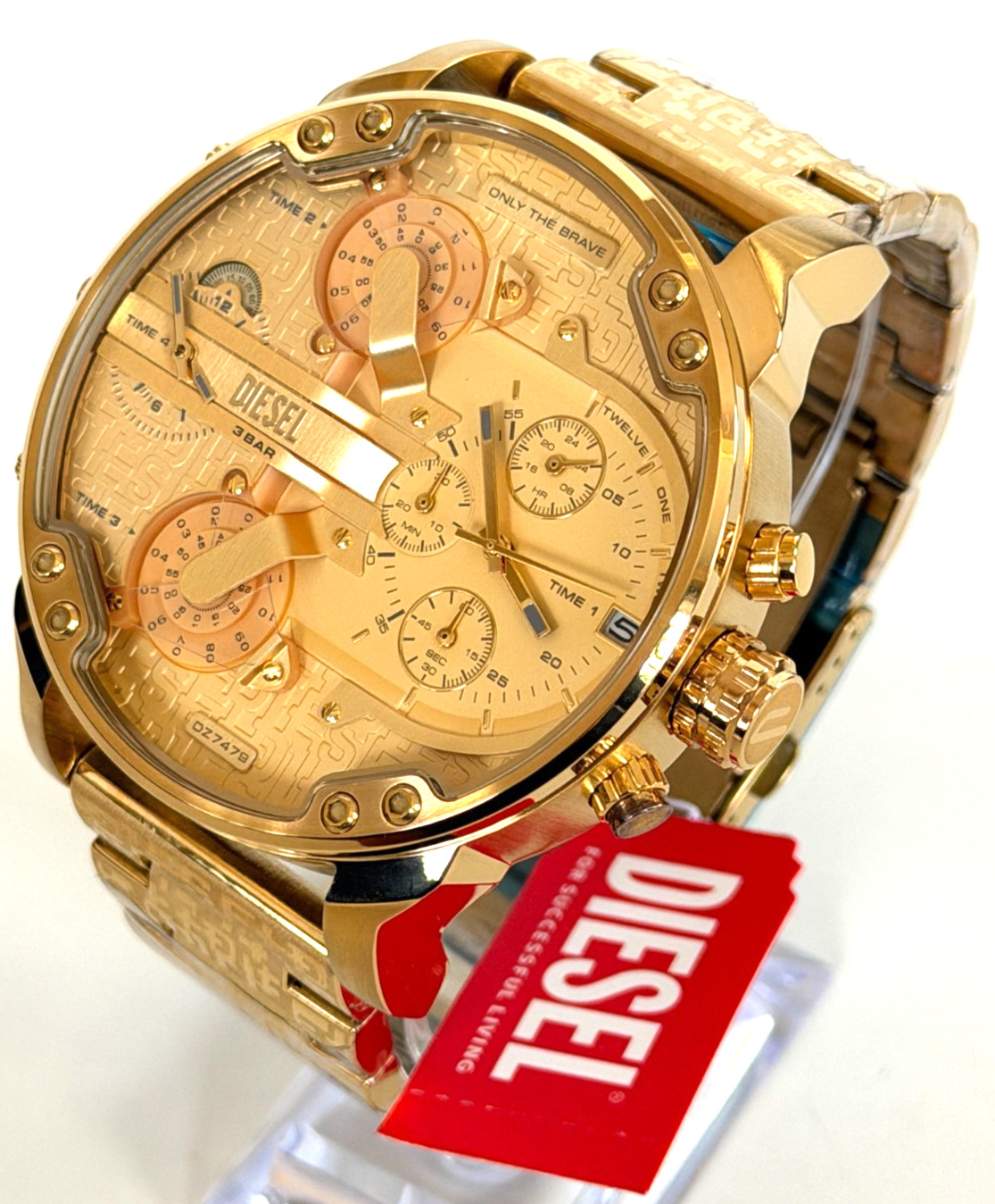 DIESEL DZ7479 Mr. Daddy 2.0 Chronograph Gold-Tone S/Steel Watch BNWT G/Box $425