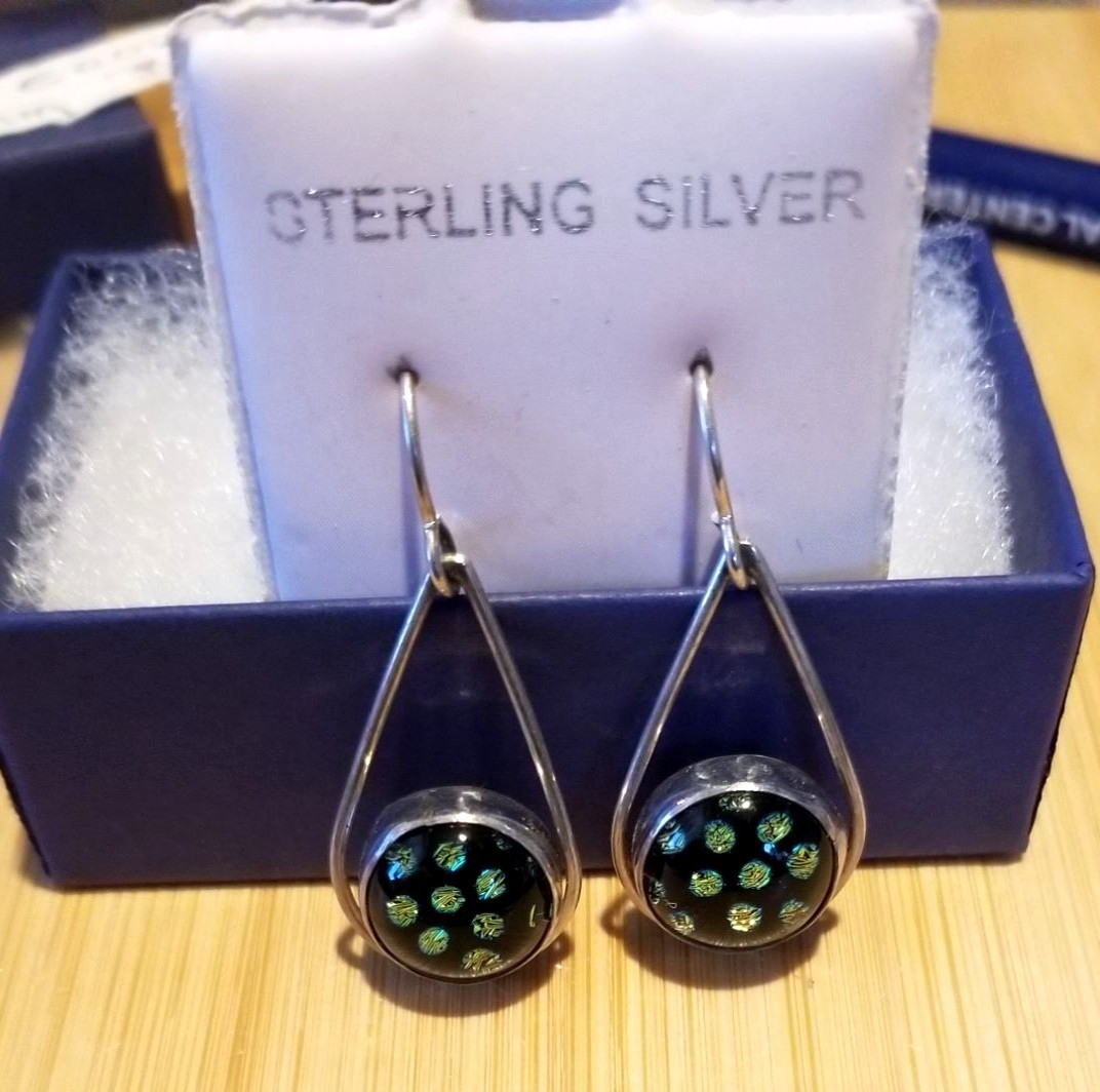 Earrings Dirondra Glass Round 5.7 Gr 28.5 ct 30 mm x 18 mm Silver 925