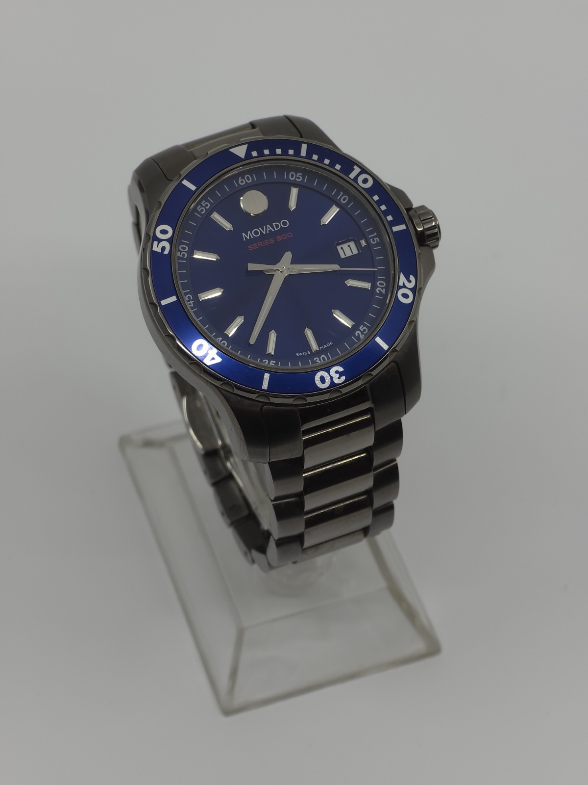 Movado • Series 800 • Swiss Made • Blue Dial • Stainless Steel • Men’s Watch
