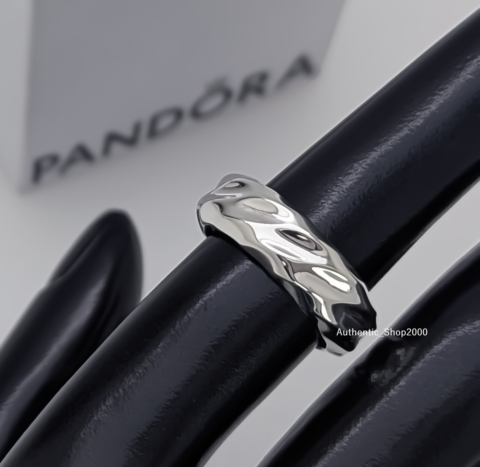 New 100% Authentic PANDORA Essence 925 Ale Wavy Rippled Wide Band Ring 193886C00