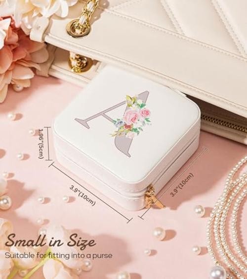 Travel Jewelry Box for Girls: Traveling Ring Case Gift for Women – A White