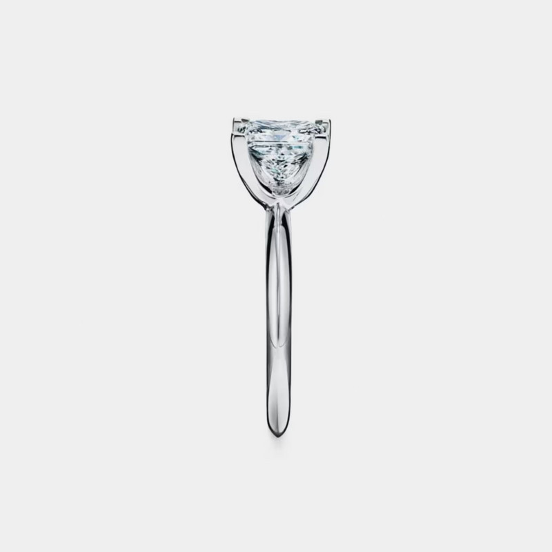 Princess Cut Solitaire Moissanite Engagement Ring in 925 Sterling Silver
