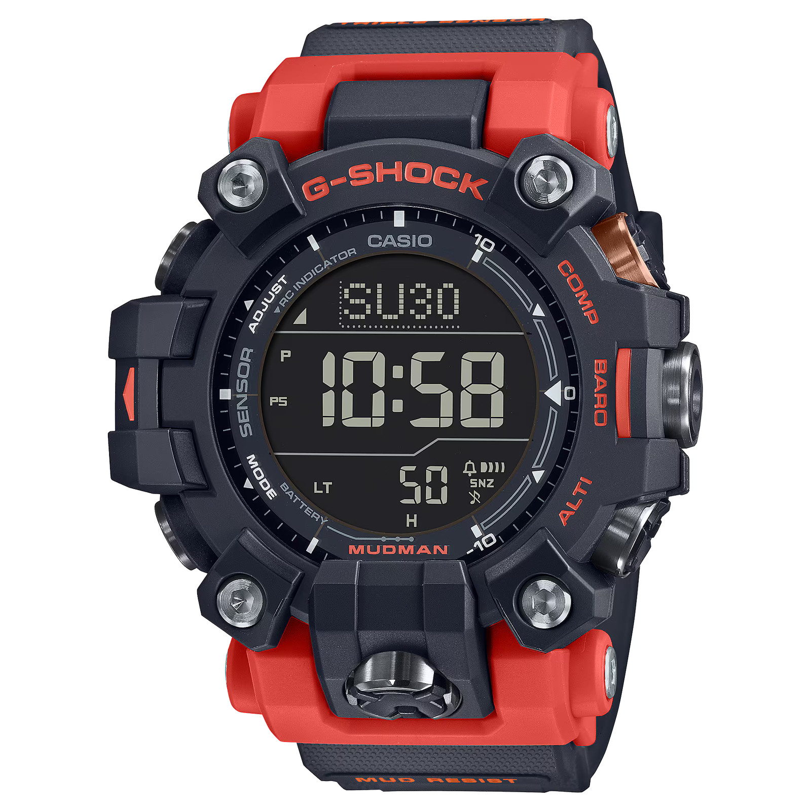 Casio G-Shock GW-9500-1A4 Mudman Solar Black and Orange Watch