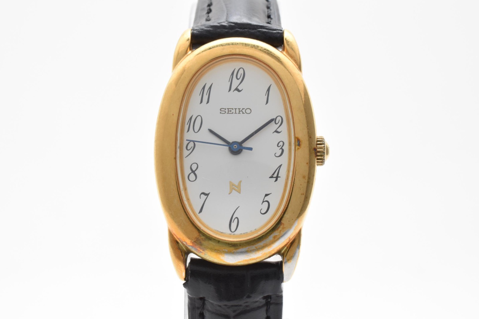 [Exc+5] Seiko Noie 1F21-5B70 Gold Oval Dial Quartz Women’s Watch 21mm Japan