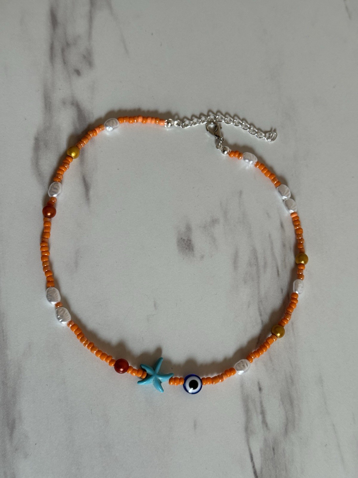Gorgeous beaded necklace 35 cm plus 5 cm extender