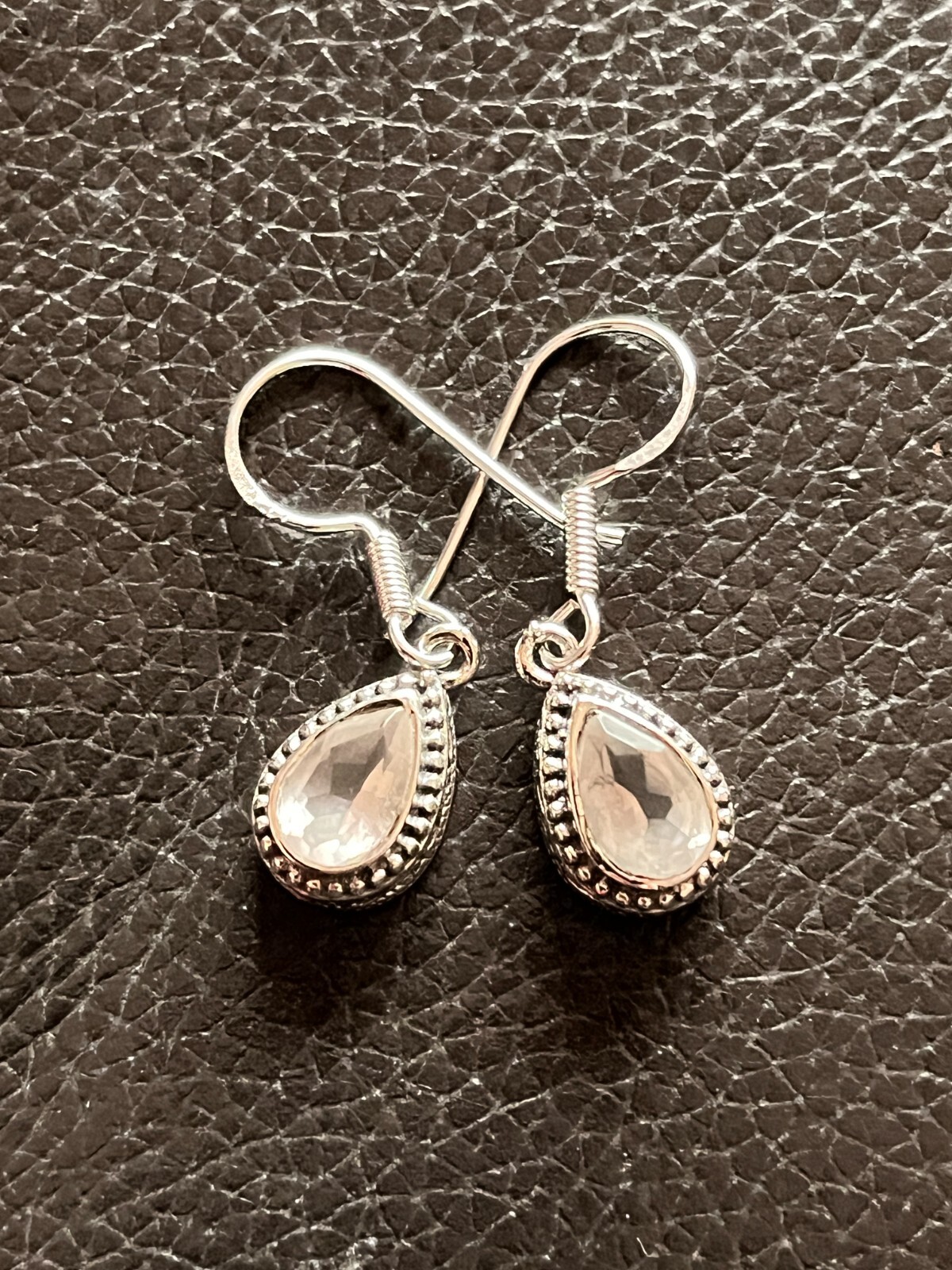 Small Costume Earrings Folklore Rose Quartz Silver 925 Silver Hallmarked Very Cute