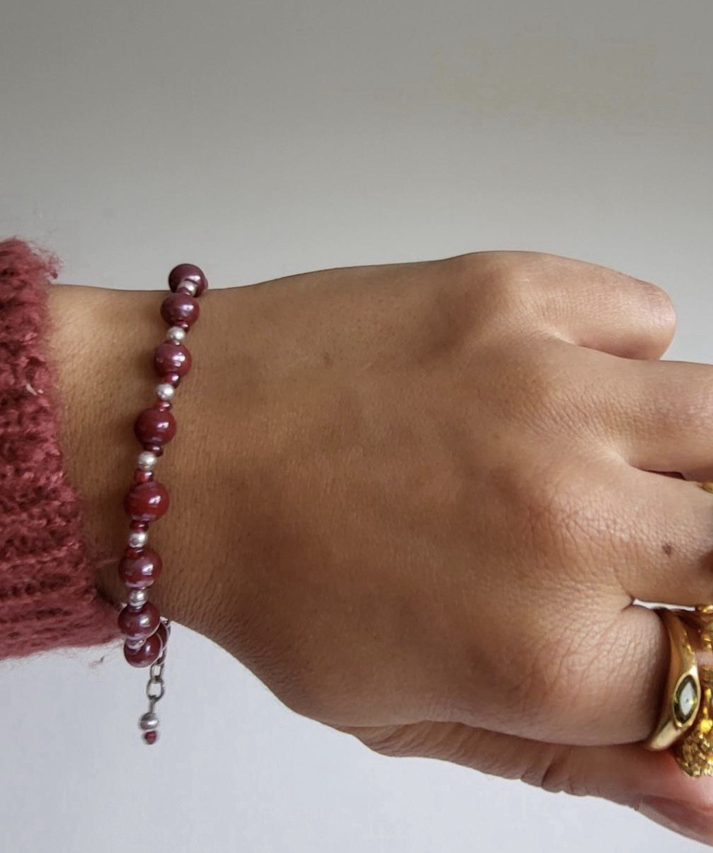 Authentic vintage Zanana burgundy bracelets silver plated
