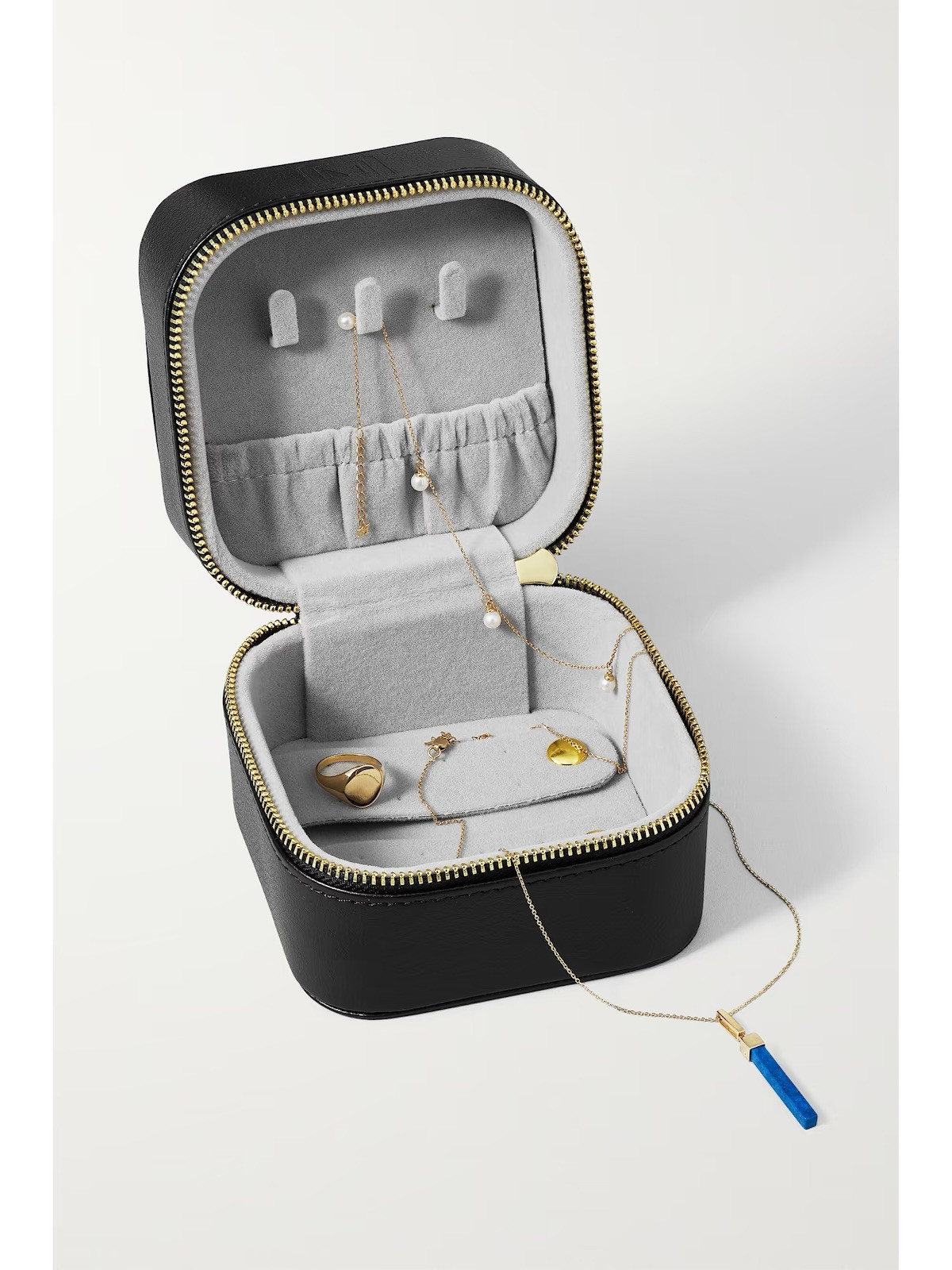 Mateo Black Jewelry Leather Zip Case