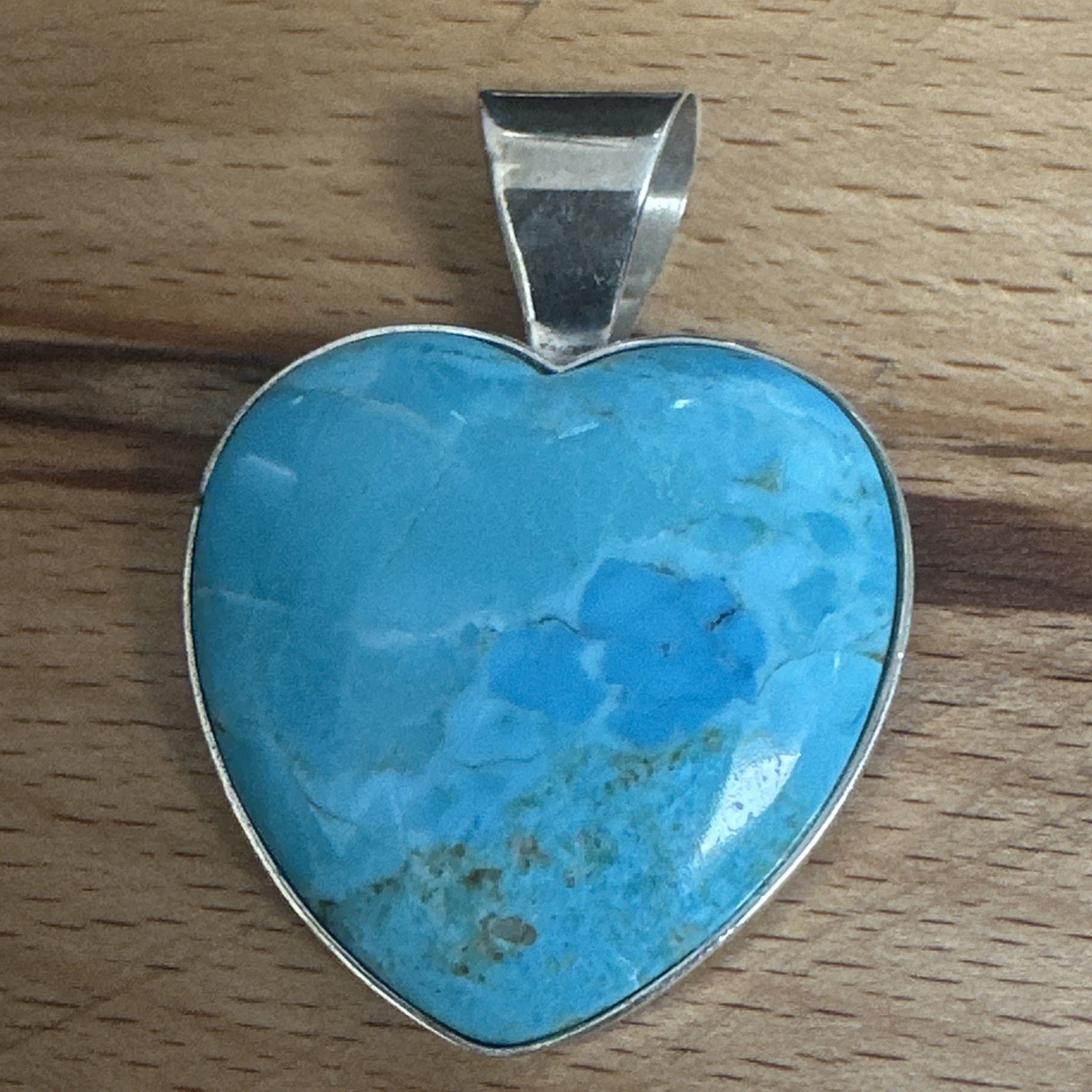 Jay King DTR Sterling Silver / 925 Turquoise Large Heart Pendant 2 1/8 in. Long