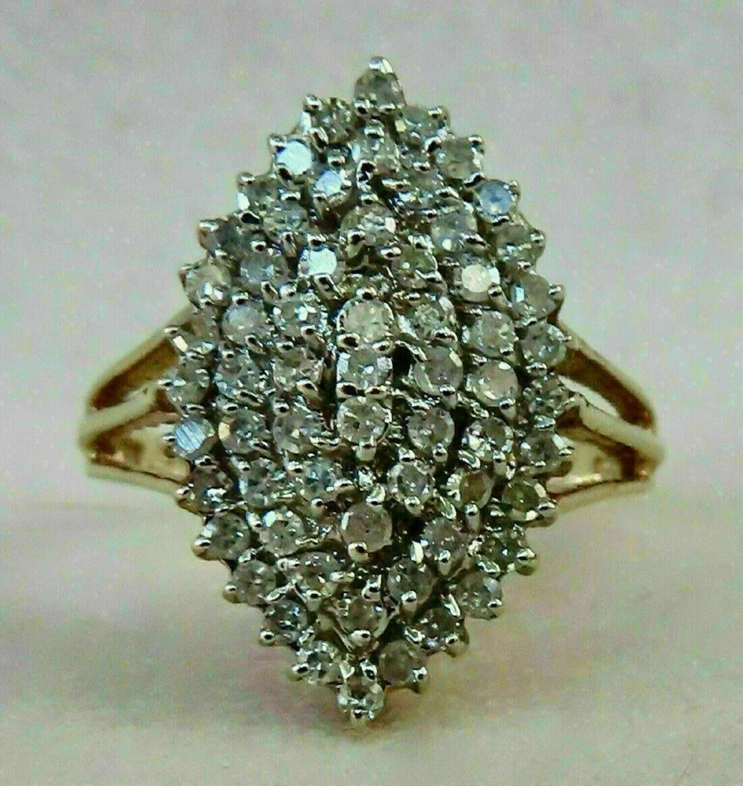 2Ct Round Cut Lab Created Diamond Engagement Cluster Ring 14K Yellow Gold Plated