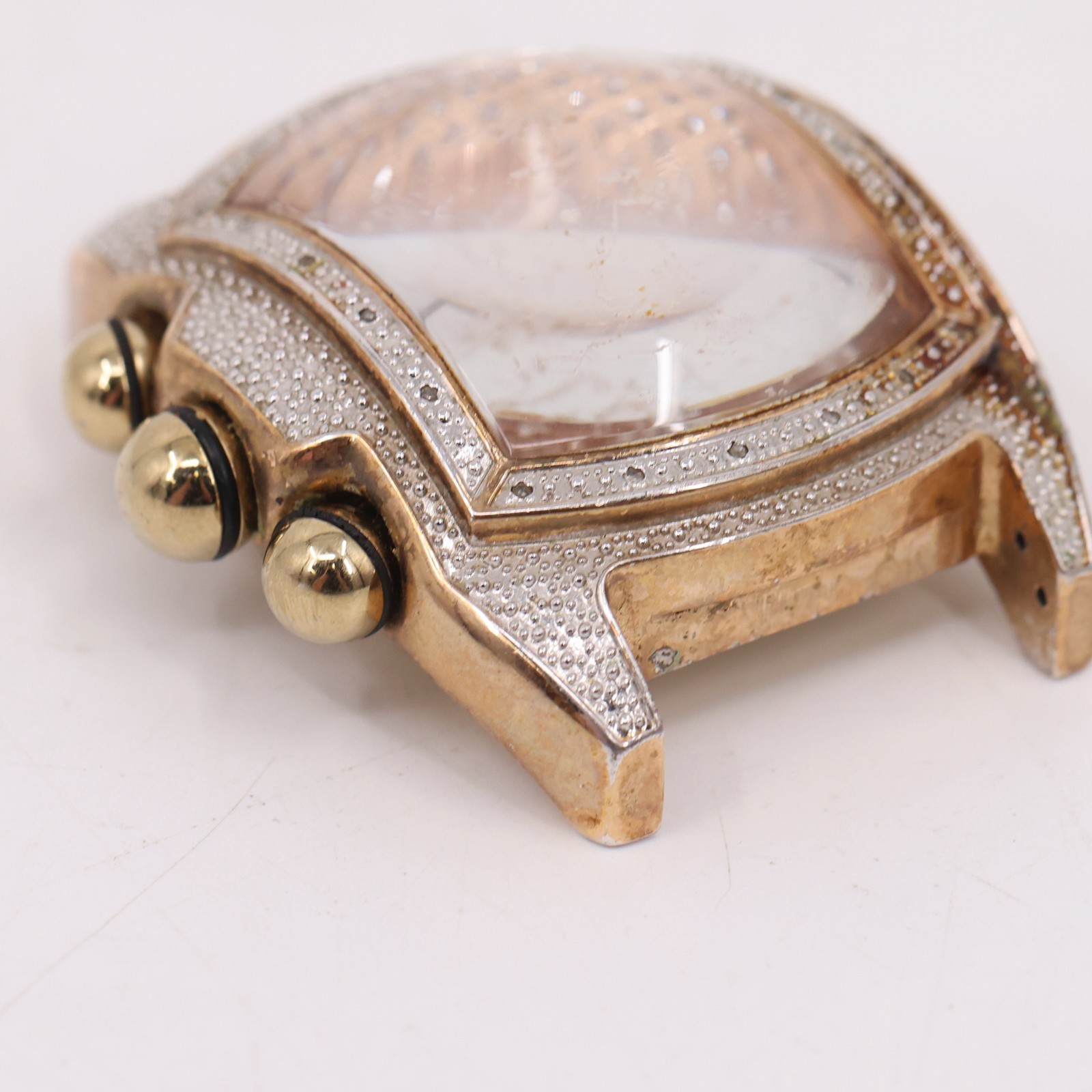 Techno Master TM 2063 Diamond Chronograph Watch Case Gold Tone 1.75″