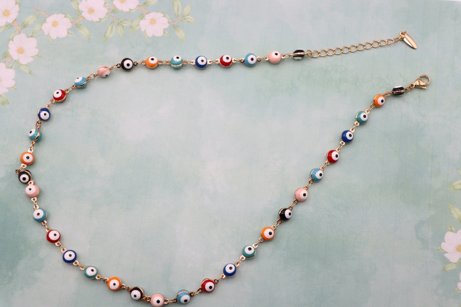 Rose Gold Necklace Design, XPNL0125 Colorful Evil Eye