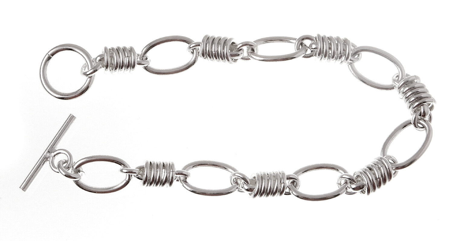 Sterling Silver Unique Toggle Bracelet 7.5 Inch Long