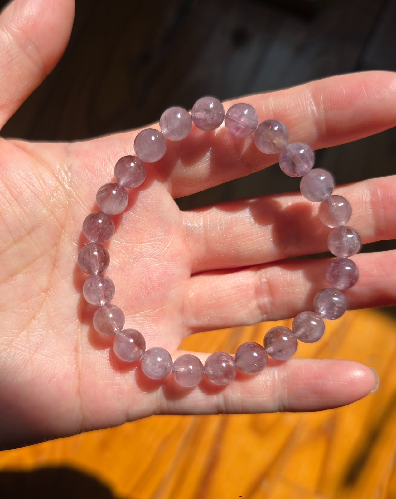 Natural Amethyst Beaded Elastic Bracelet, Gradient Purple Crystal Stretch Bracel