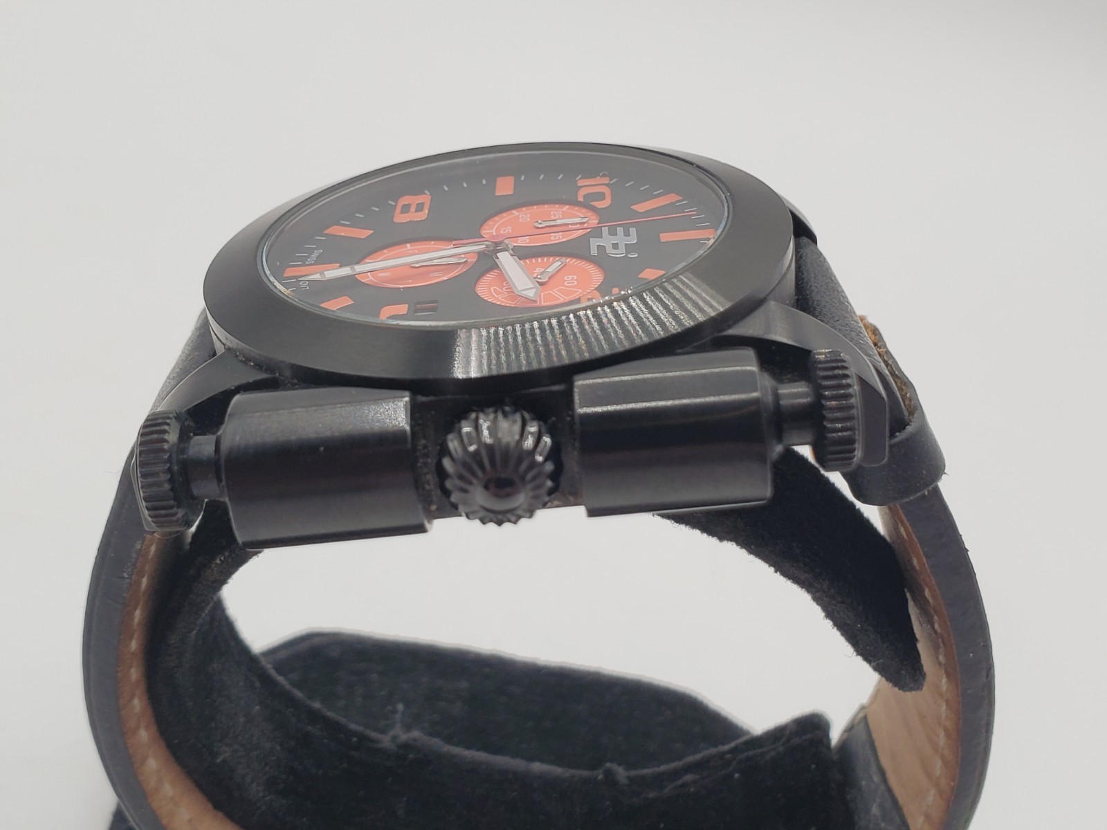 32 Degrees Black Orange Dial Stainless Steel Mens Watch