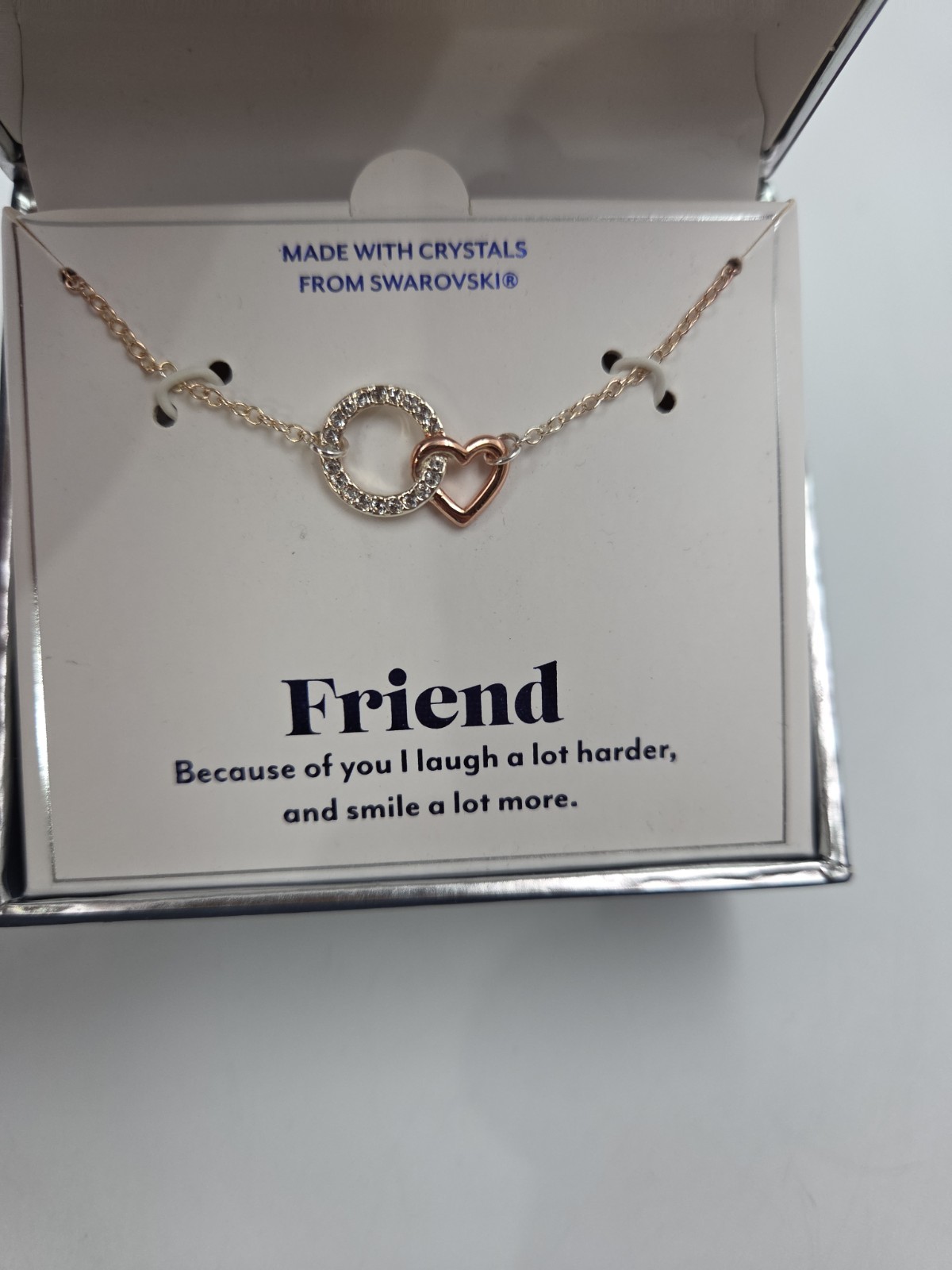 Brilliance Friend Gold Heart Silver Crystal Infinity Circle Pendant Necklace NEW