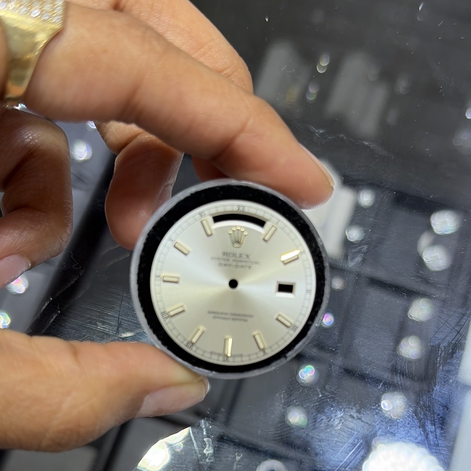 Rolex Day-Date Dial Silver Non-Numeric Hour Marks w/ Date Window