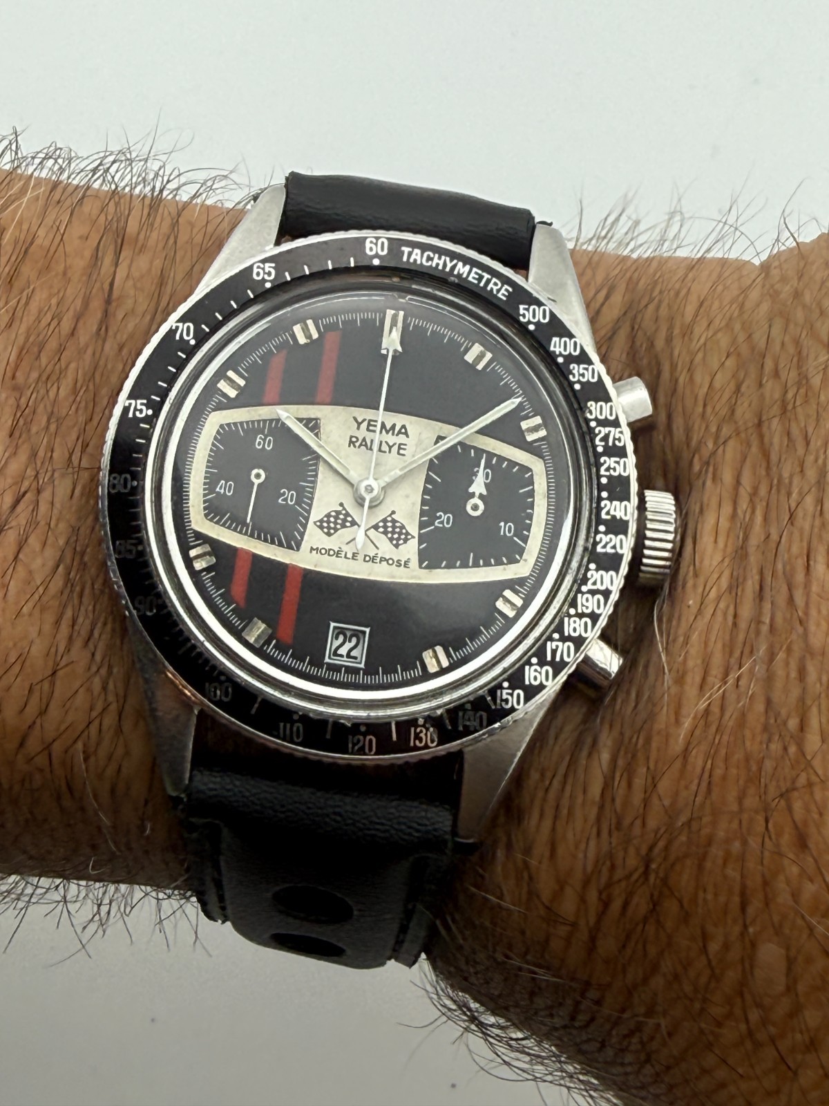 VINTAGE YEMA RALLYGRAF “MARIO ANDRETTI” MANUAL WIND CHRONOGRAPH VALJOUX 7733
