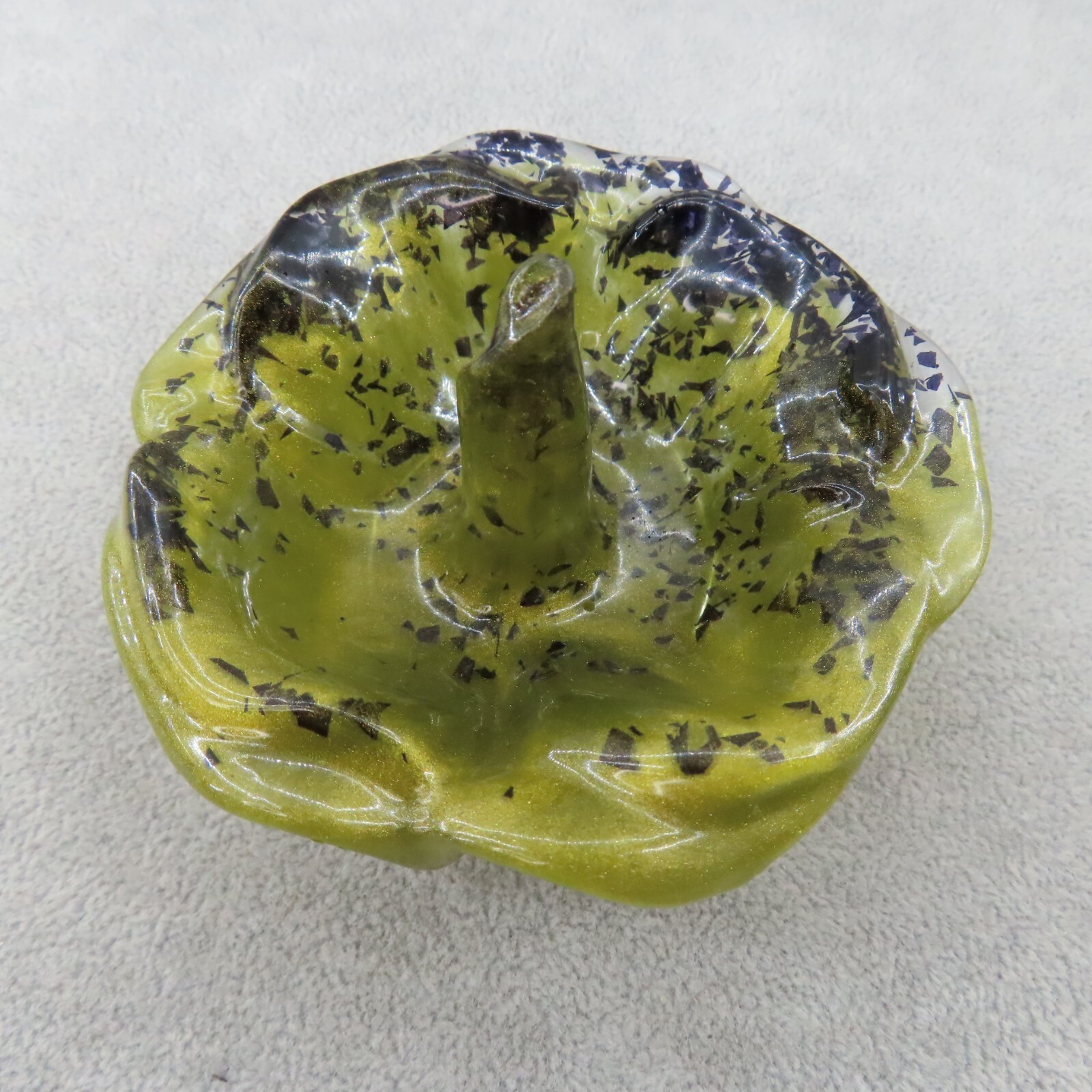 OLIVE GREEN BLACK Ring Holder Jewelry Trinket Dish Vanity Set Skull Gem Goth NEW