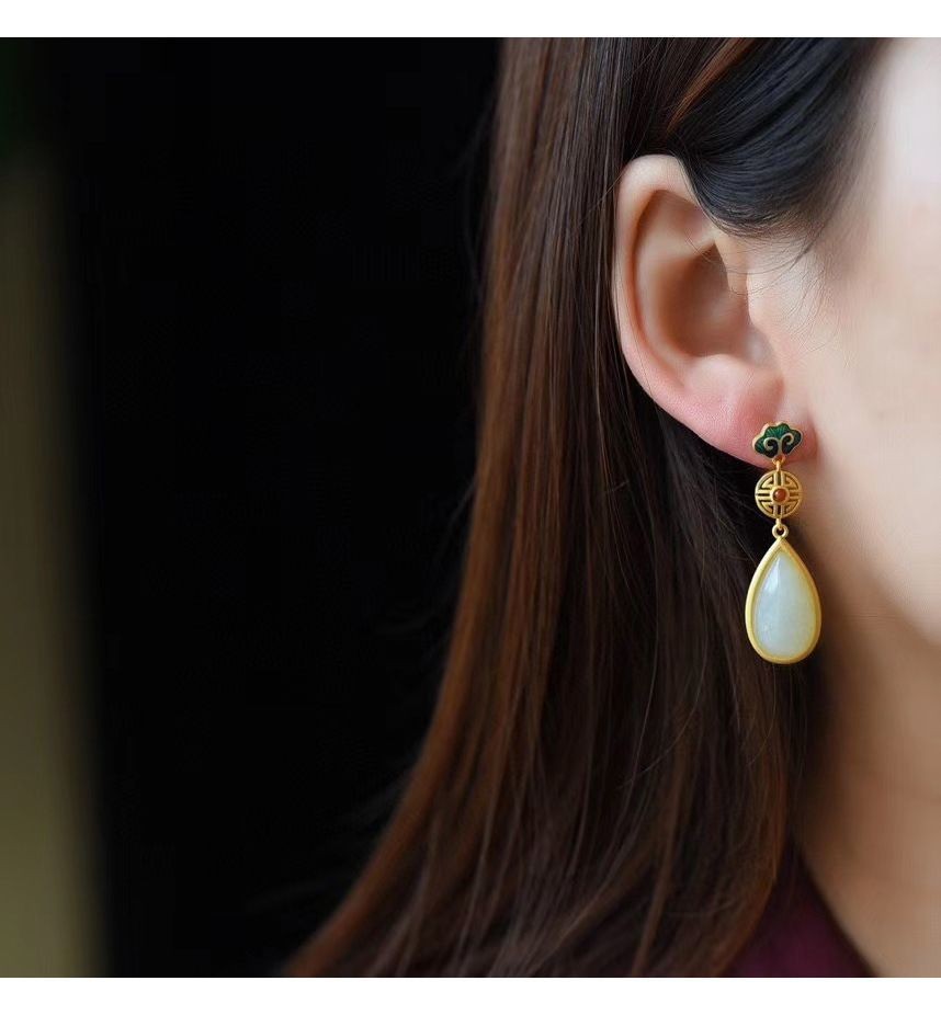 New Enamel Cloisonne Earrings Chinese for Qipao Women