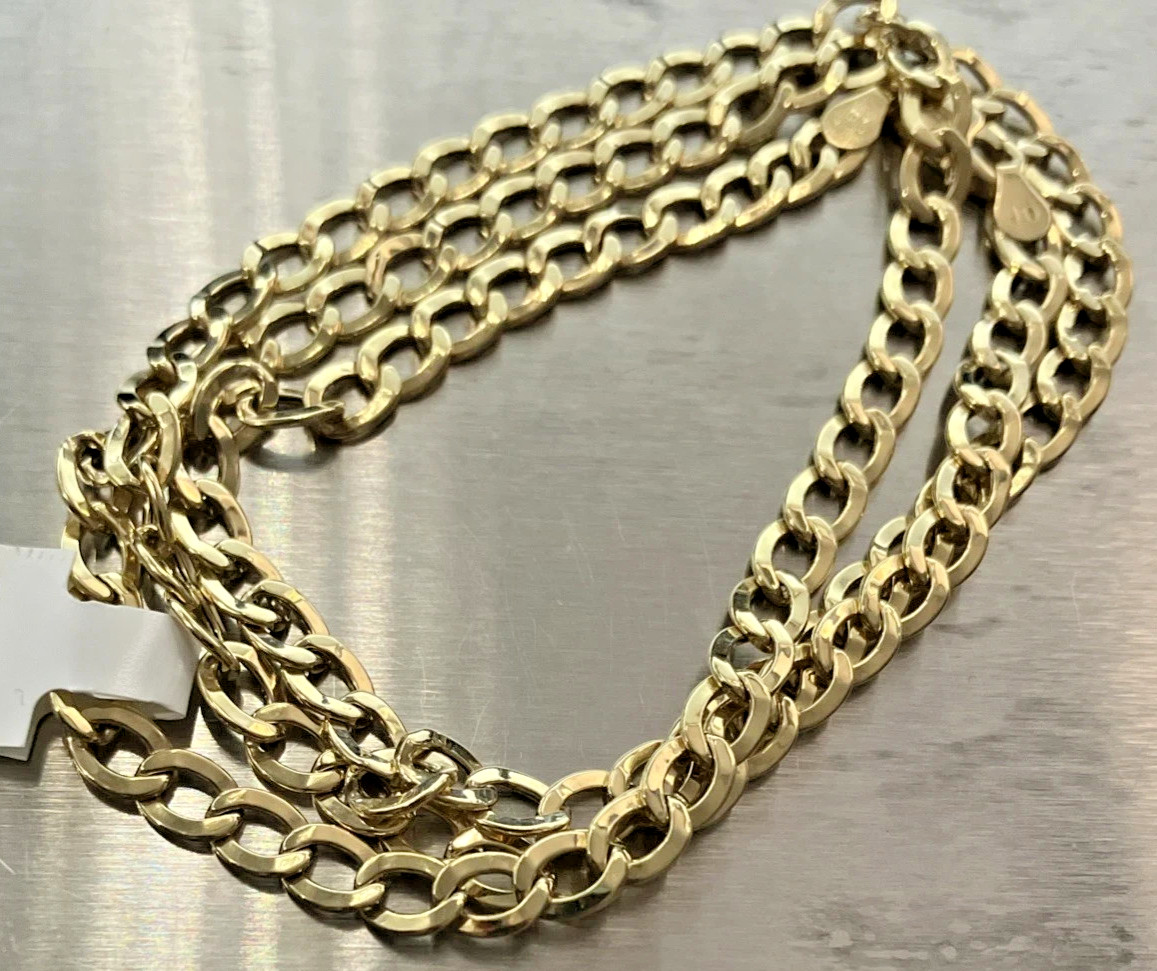 10kt Real Gold Curb Link Semi-Solid/Hollow Chain 8grams 5mm 22” Starz Brand NWT