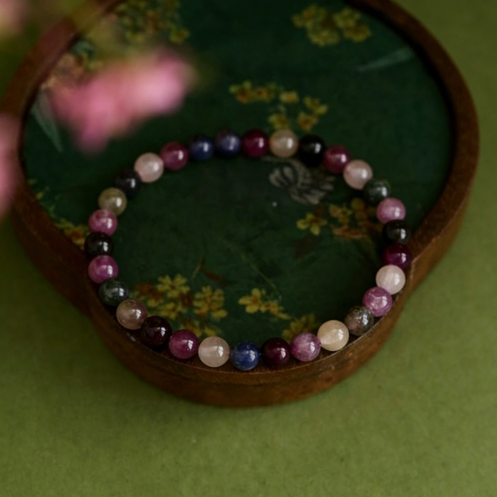 Rainbow Tourmaline 6mm Round Beads Healing Chakra Balancing Woman Bracelet Gift