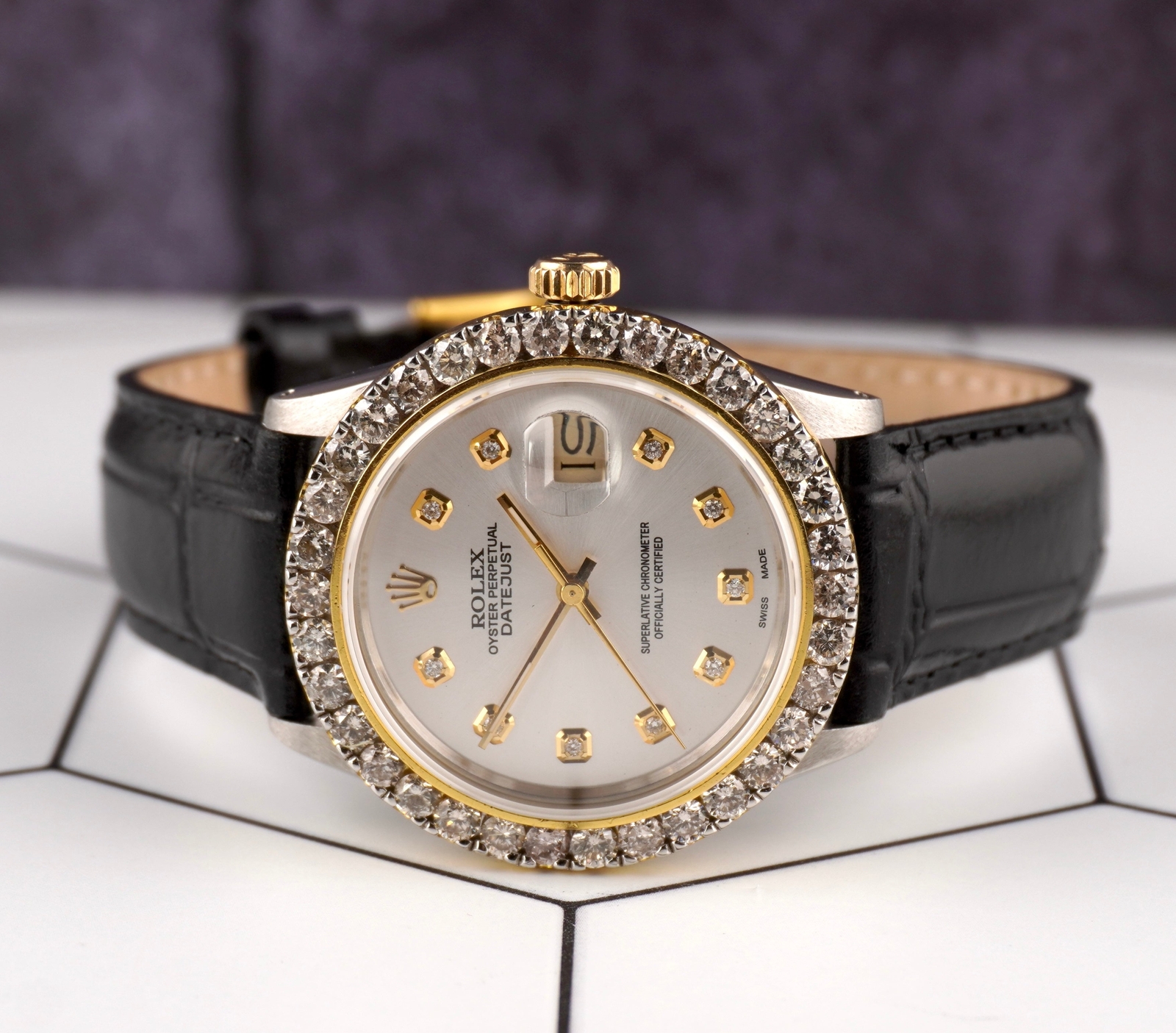 Rolex Datejust 36mm 2-Tone 2.25ct Silver Diamond Dial Men’s Watch