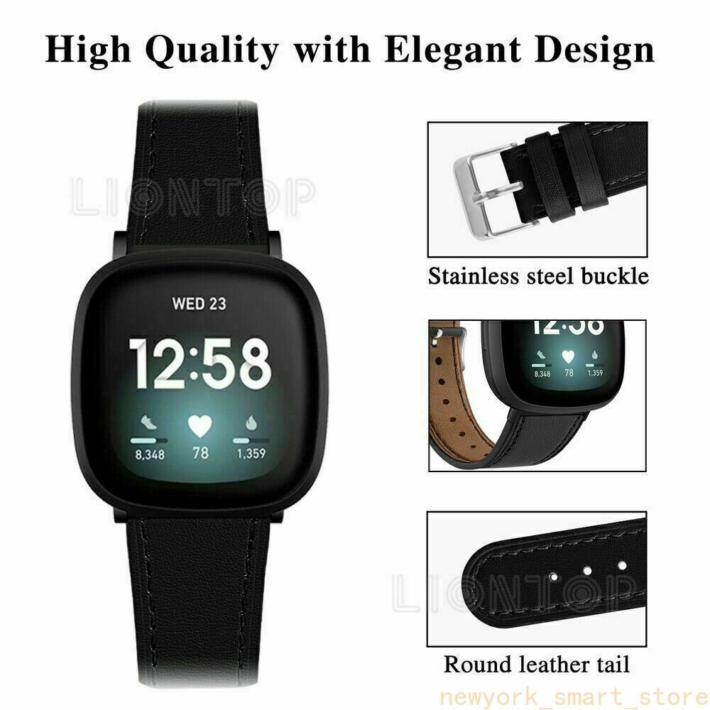 For Fitbit Versa 3 Sense Genuine Leather Watch Band Strap Replacement Bracelet