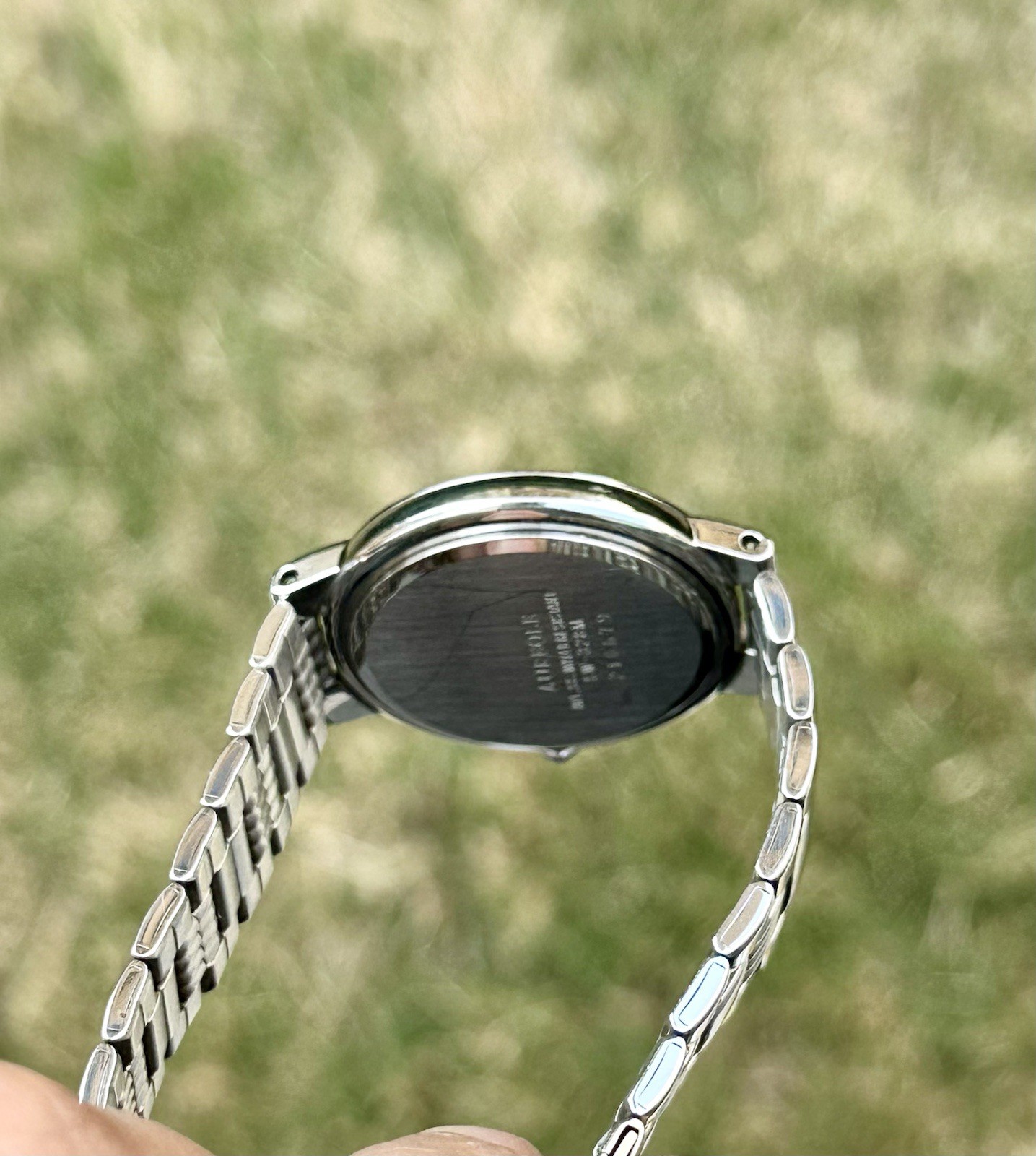 Vintage Aureole Swiss Quartz Watch 31mm All Stainless Steel Integrated Bracelet