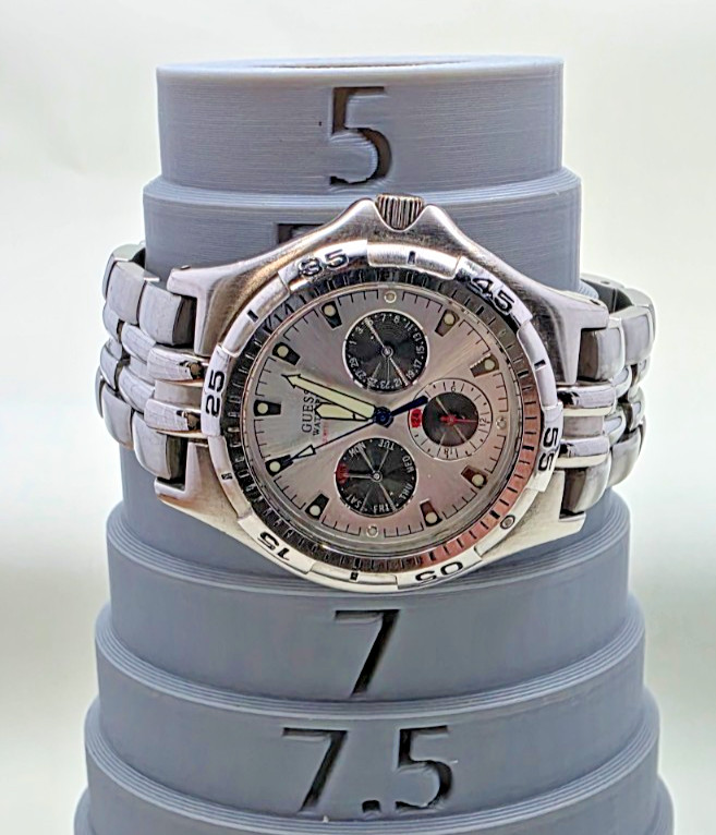 Vintage GUESS Waterpro Men’s Watch 3-Eye Multifunction Silver Tone NEW BATTERY