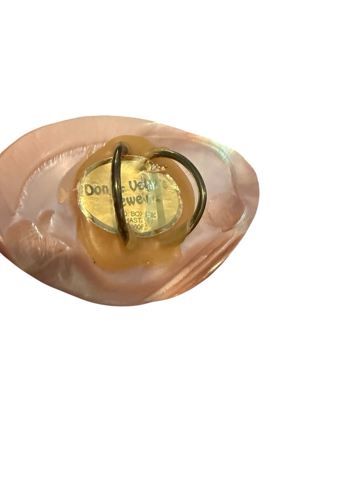 Vintage Mother of Pearl Scarf Ring Slide Large Shell Oval Don & Verna Jewelry