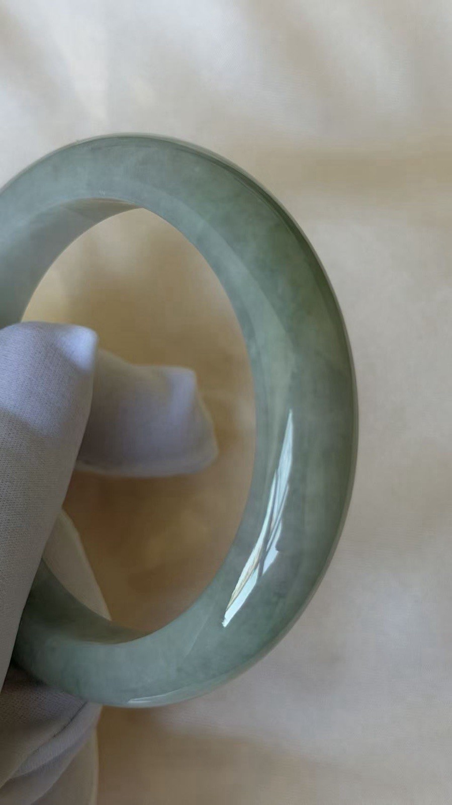 587: Official Certificate Grade A Pretty Natural Jadeite Bangle 56cm