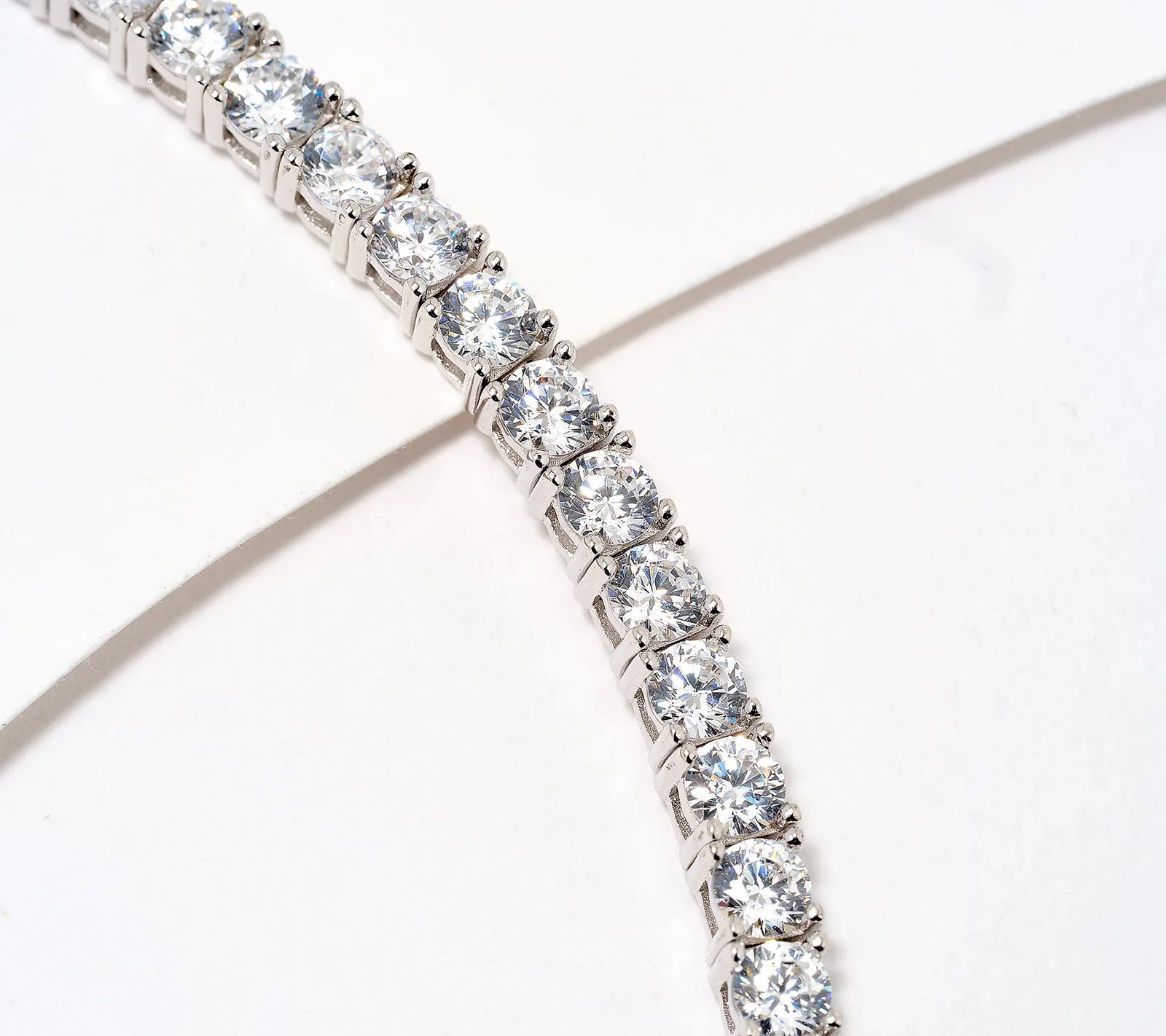 Diamonique Classics Round Cut Sterling Silver Tennis Bracelet Small