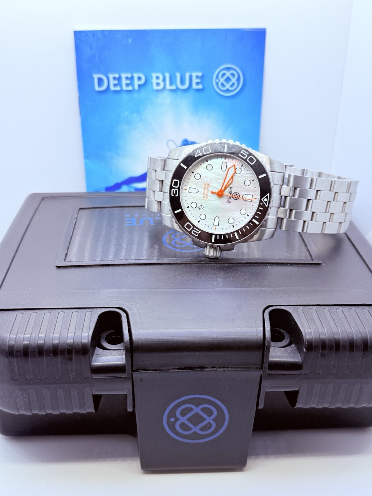DEEP BLUE SEA RAM QUARTZ DIVE WATCH-WHITE MOP DIAL‼️NEW🔋
