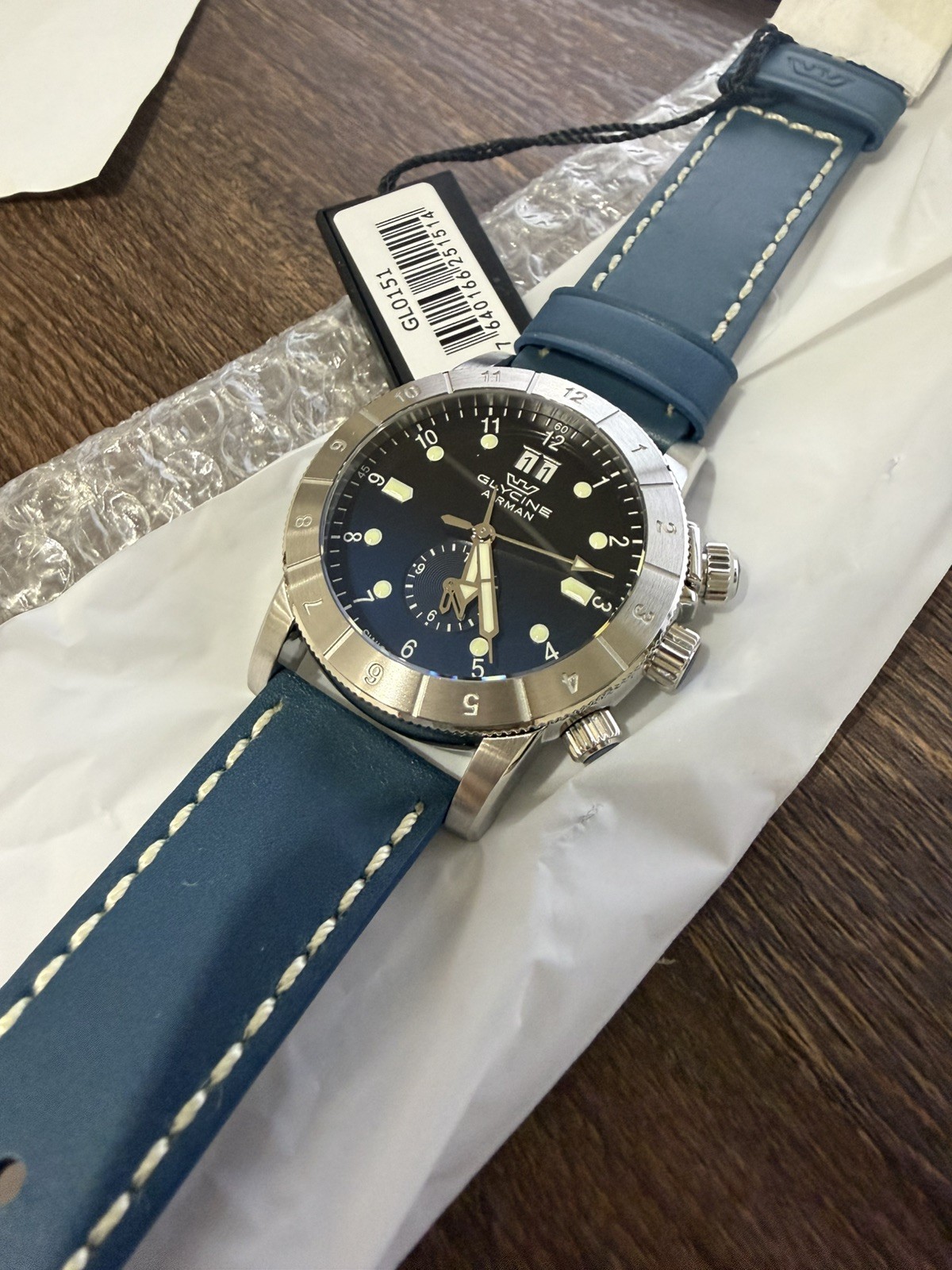 Glycine Men’s Airman GMT Quartz 42mm GMT Watch GL0151 Blue Dial
