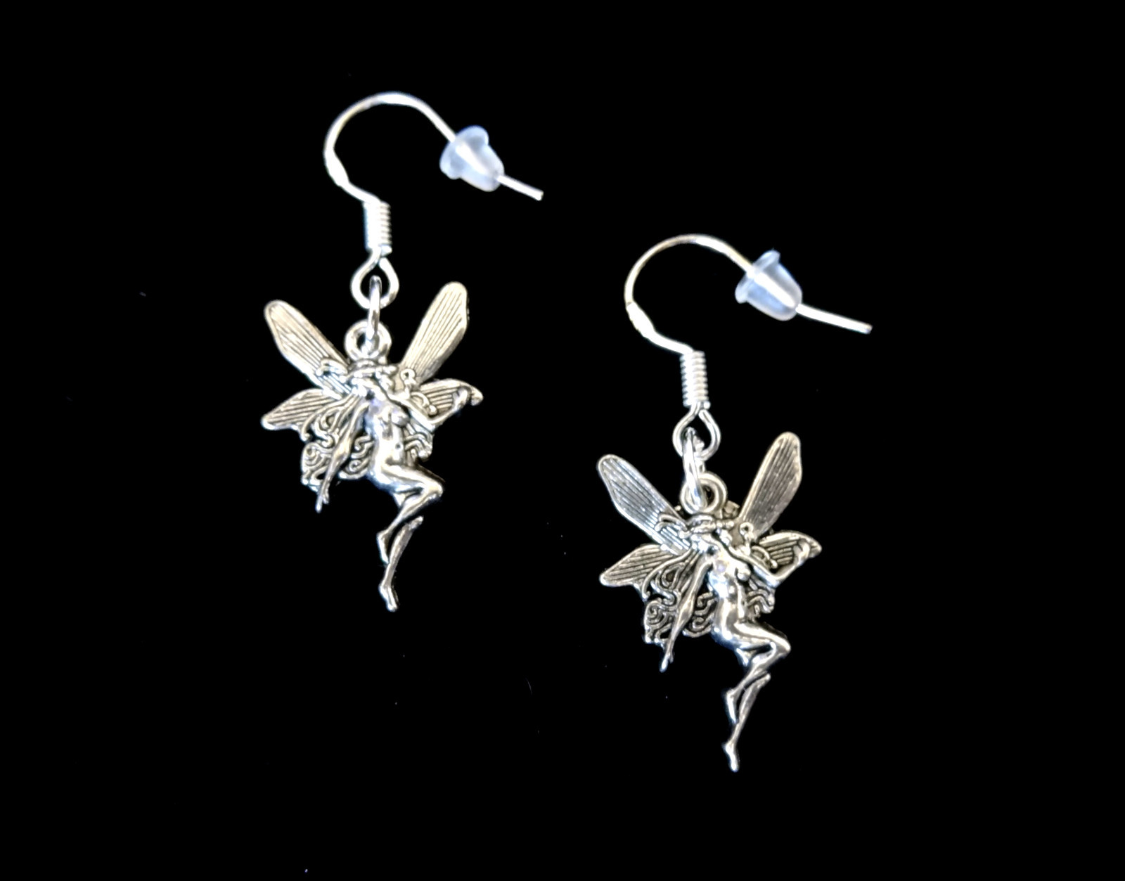 FANTASY FAIRY ANGEL NYMPH SILVER CHARM EARRINGS~STERLING HOOK~GIFT FOR HER WOMEN
