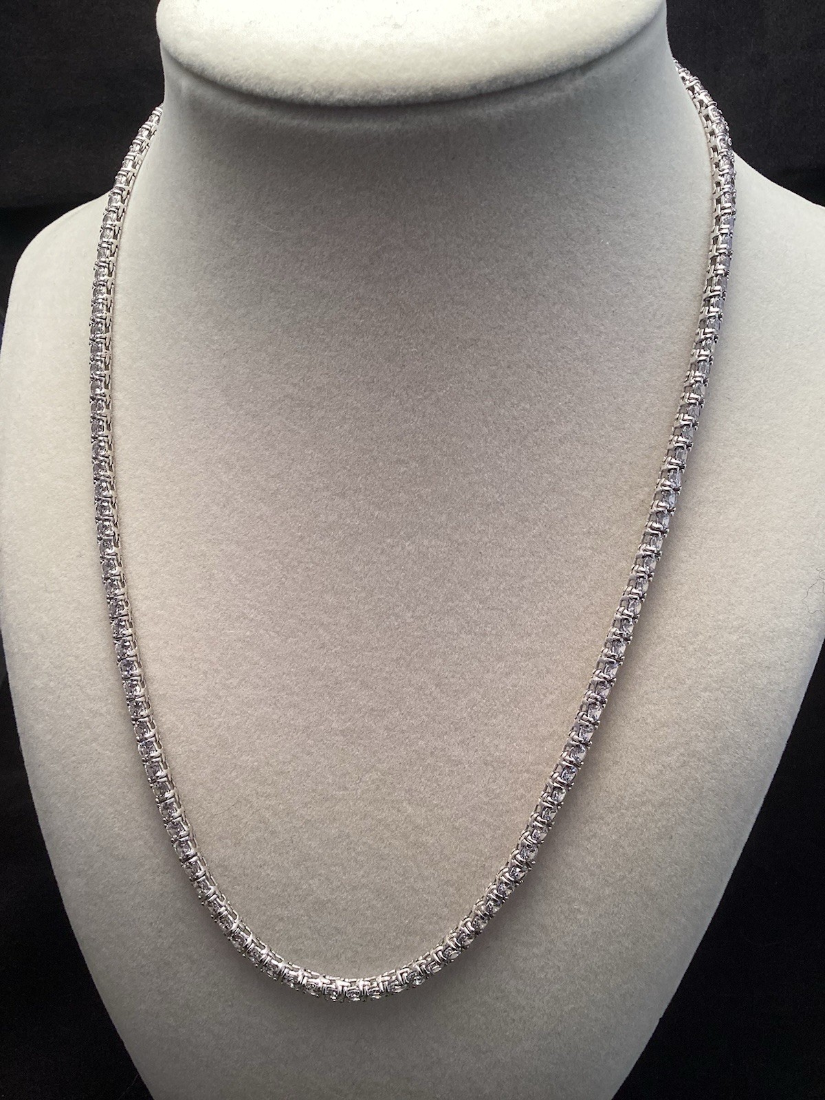 Sterling Silver Fusion Creations TENNIS Necklace 18” Cubic Zirconia 3mm Necklace