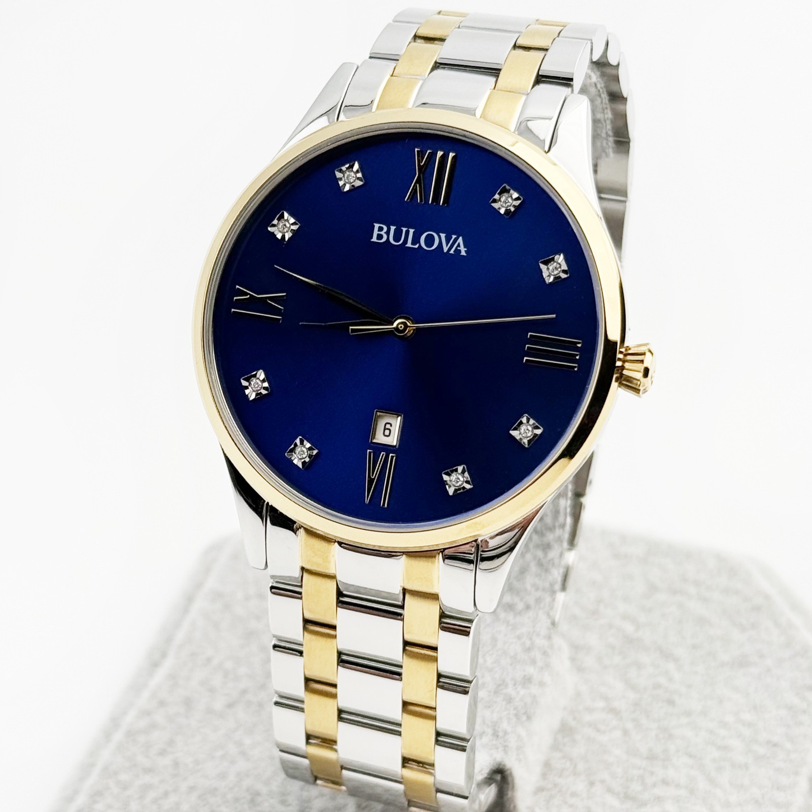 Bulova Diamond Classic Luxury Date Formal Quartz Men’s Watch 40 mm 98D130