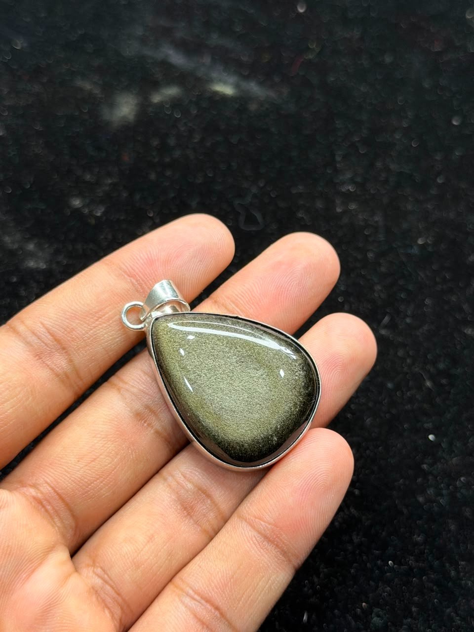 Natural Golden Obsidian 925 Sterling Silver Pendant Handmade Jewelry