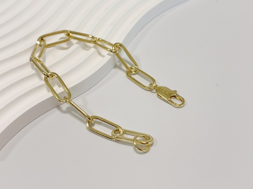 10k Yellow Gold 10.5mm Paperclip Chain Cable Link Rolo Bracelet Womens Mens 8″