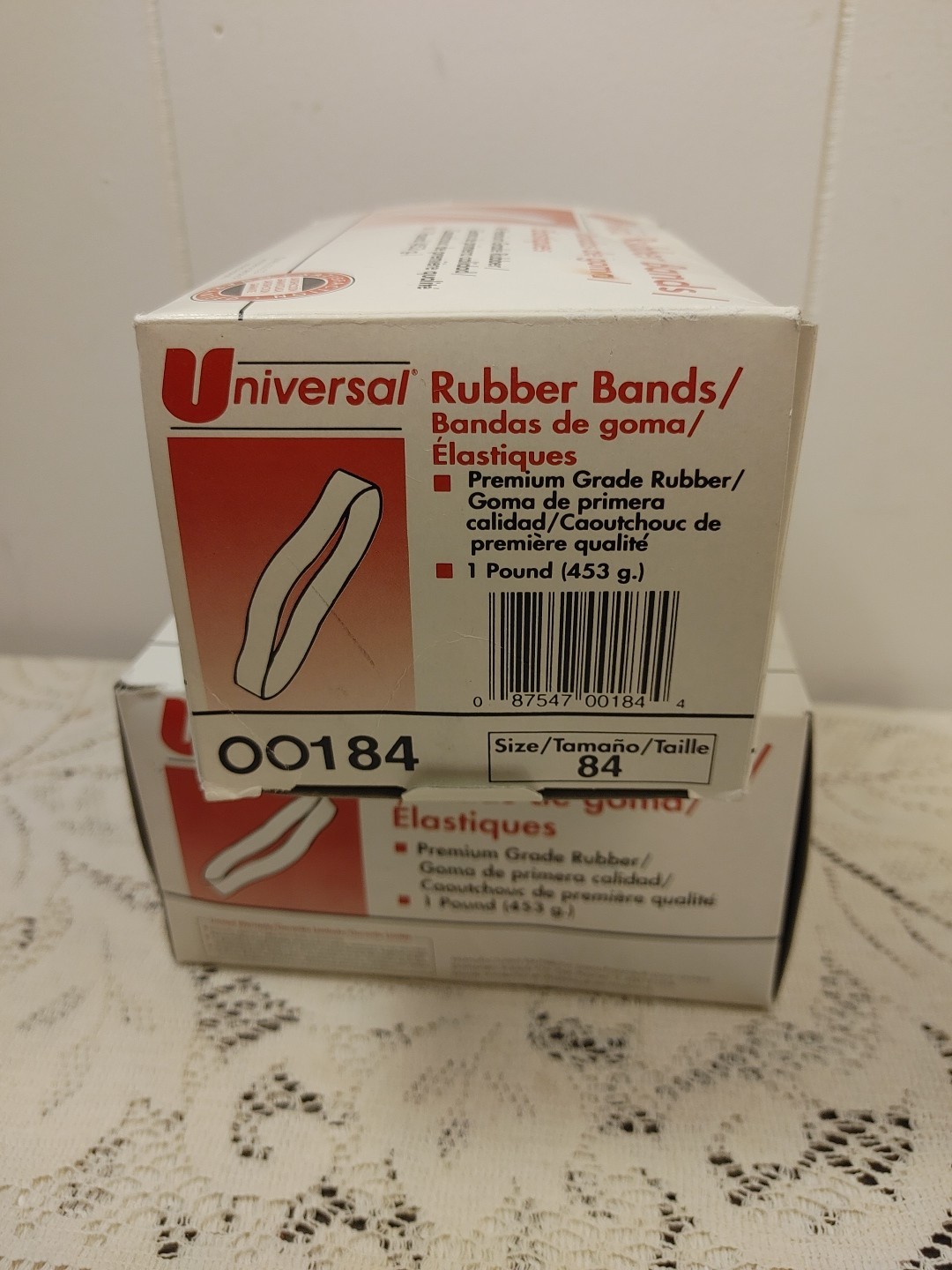 2 Universal 00184 Rubber Bands, Size 84, 3-1/2 x 1/2, 155 Bands/1lb Pack